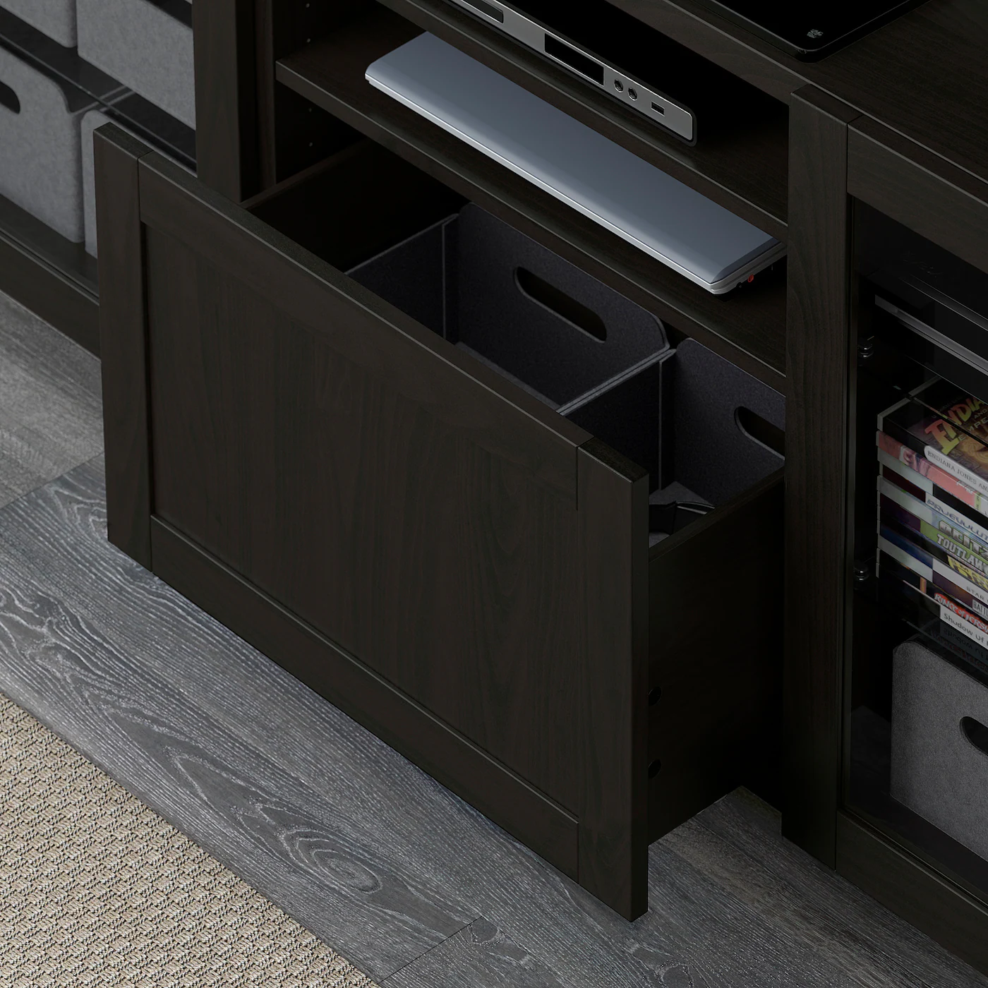 IKEA BESTÅ TV Bench With Drawers Blackbrown/Hanviken/Stubbarp Blackbrown Clear Glass 70 7/8x16 1/2x29 1/8 " 9 IKEA BESTÅ TV Bench With Drawers Blackbrown/Hanviken/Stubbarp Blackbrown Clear Glass 70 7/8x16 1/2x29 1/8 " - Image 7