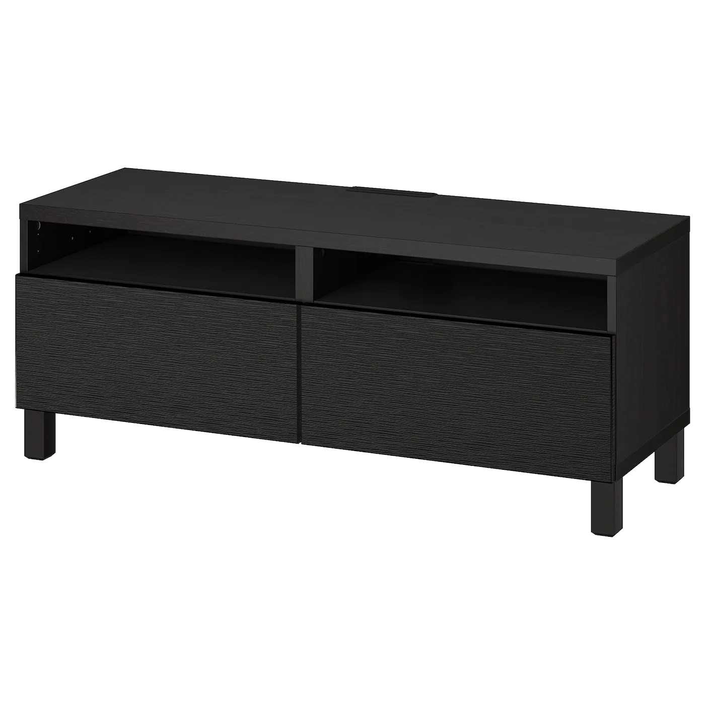 IKEA BESTÅ TV Bench With Drawers Blackbrown/Laxviken/Stubbarp Black 47 1/4x16 1/2x18 7/8 " Blackbrown Hedeviken/stubbarp/dark Brown Stained Oak Veneer