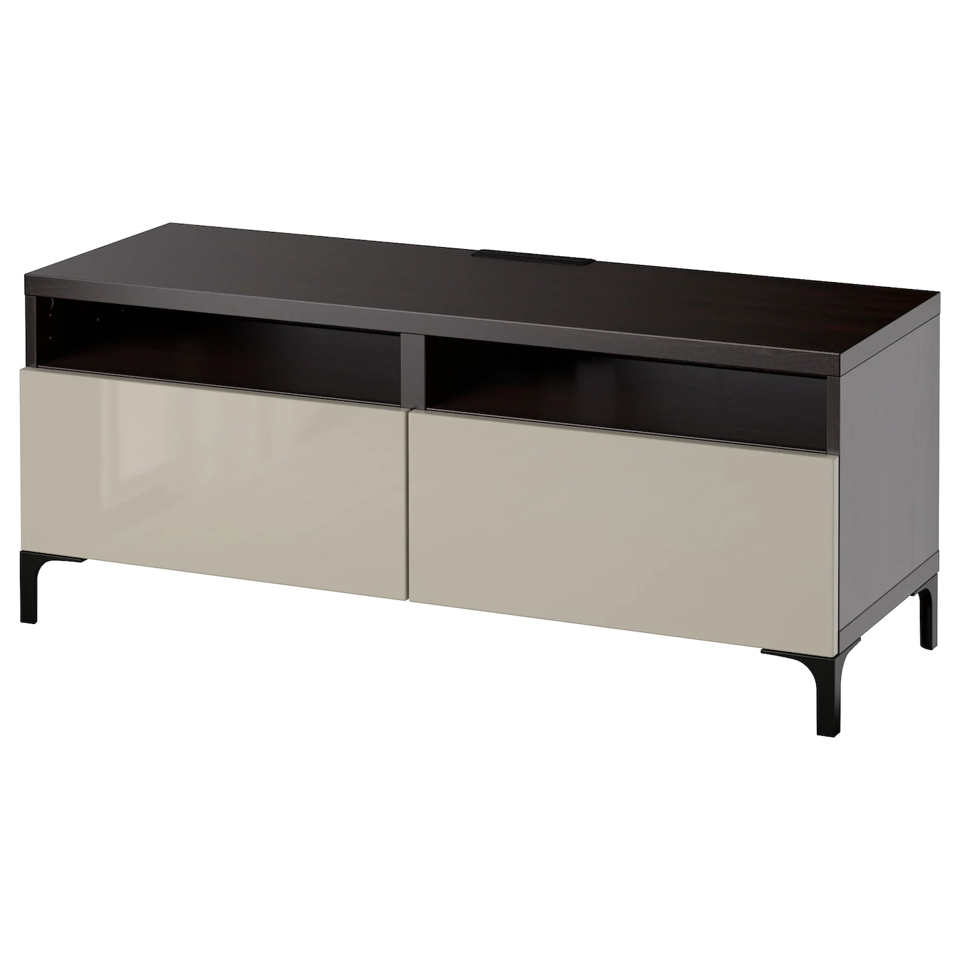IKEA BESTÅ TV Bench With Drawers Blackbrown/Selsviken/Nannarp Highgloss/beige 47 1/4x16 1/2x18 7/8 " Blackbrown/hanviken Blackbrown
