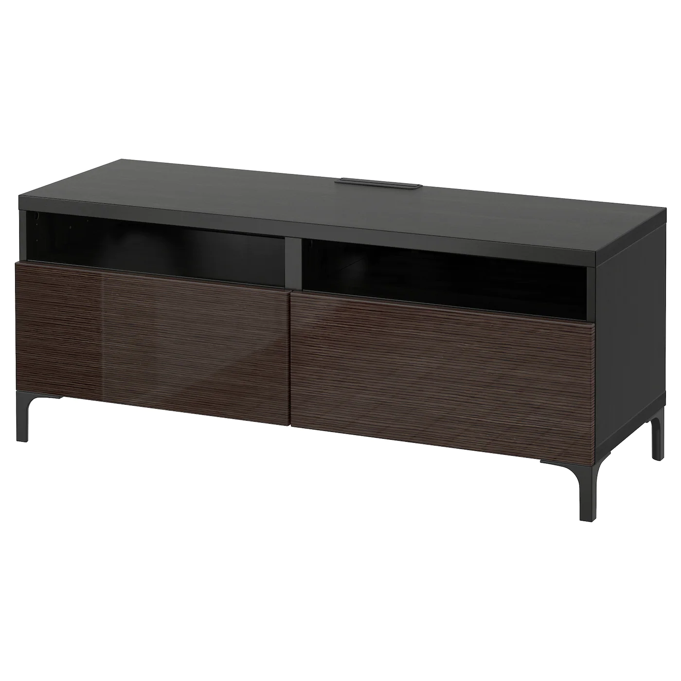 IKEA BESTÅ TV Bench With Drawers Blackbrown/Selsviken/Nannarp Highgloss/brown 47 1/4x16 1/2x18 7/8 " Blackbrown/hanviken/stubbarp Blackbrown