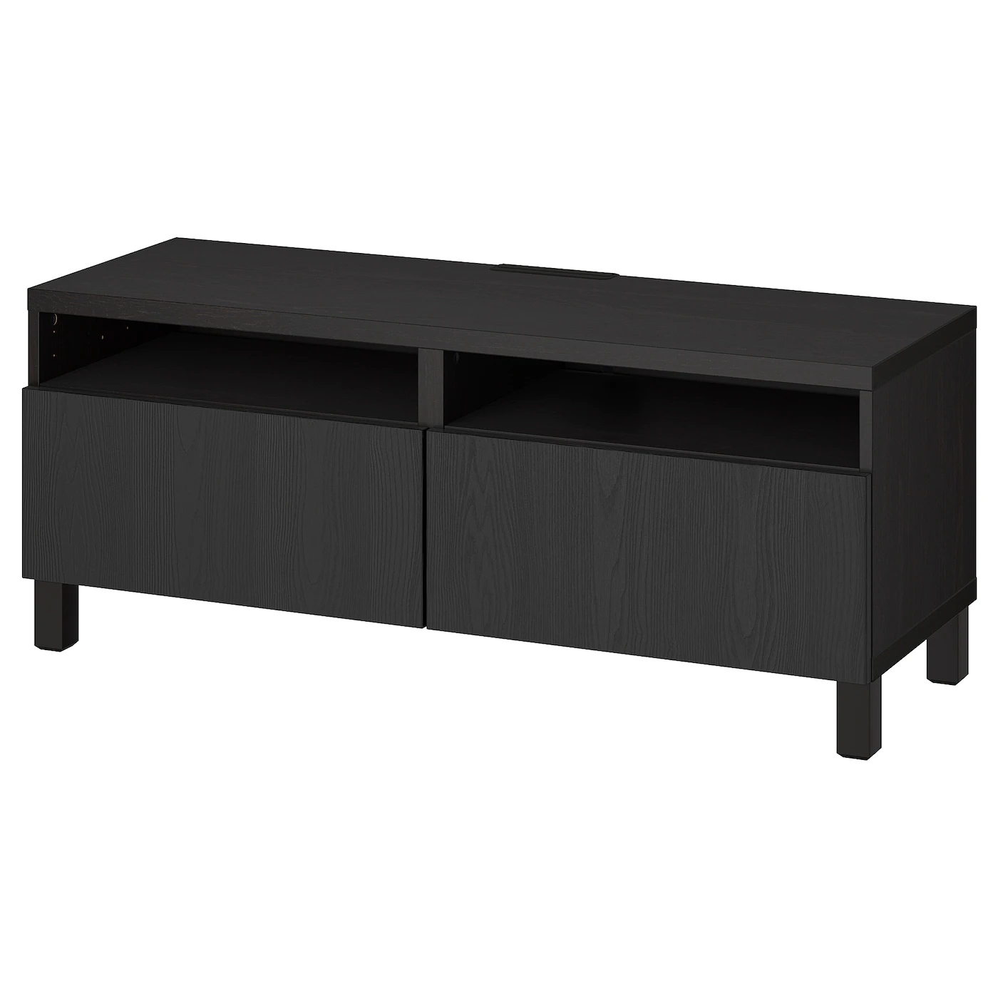 IKEA BESTÅ TV Bench With Drawers Blackbrown/Timmerviken/Stubbarp Black 47 1/4x16 1/2x18 7/8 " Blackbrown Hedeviken/stubbarp/oak Veneer