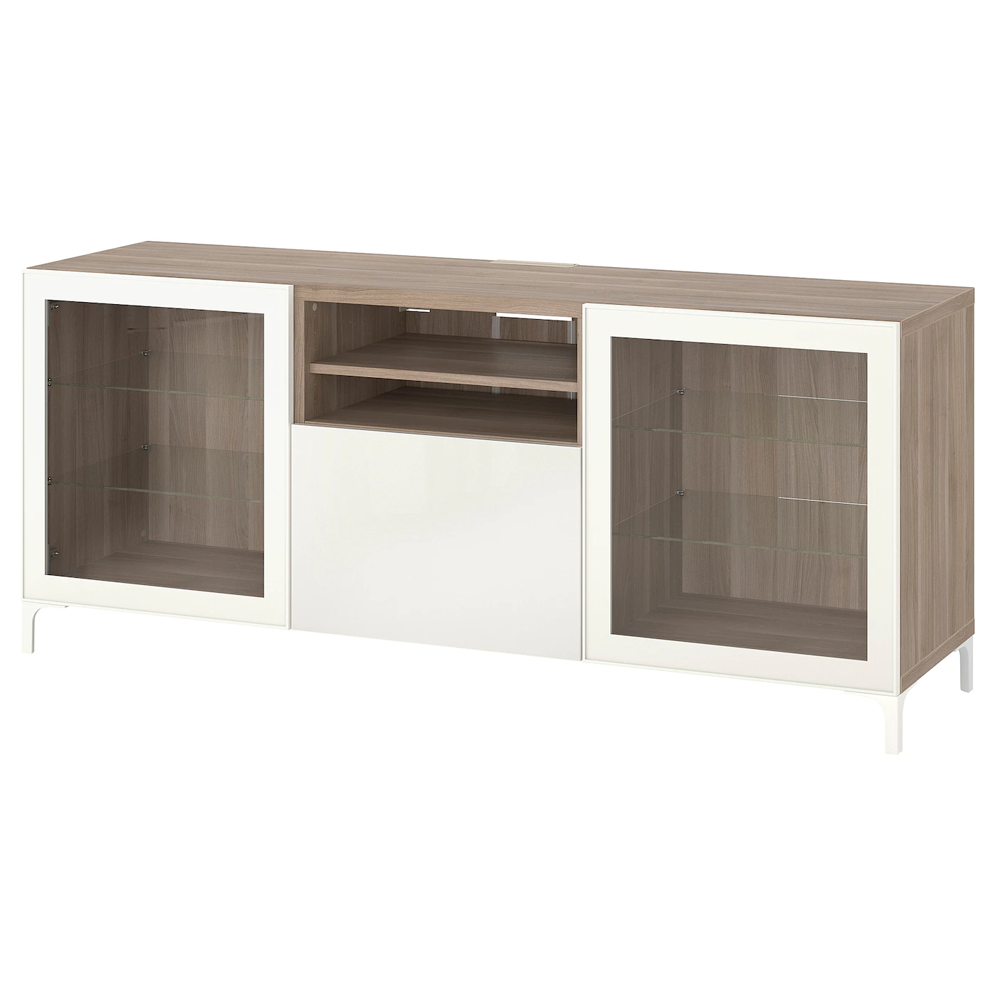 IKEA BESTÅ TV Bench With Drawers Walnut Effect Light Gray Glassvik/Selsviken/Nannarp White 70 7/8x16 1/2x29 1/8 " Blackbrown Glassvik/selsviken/nannarp Black