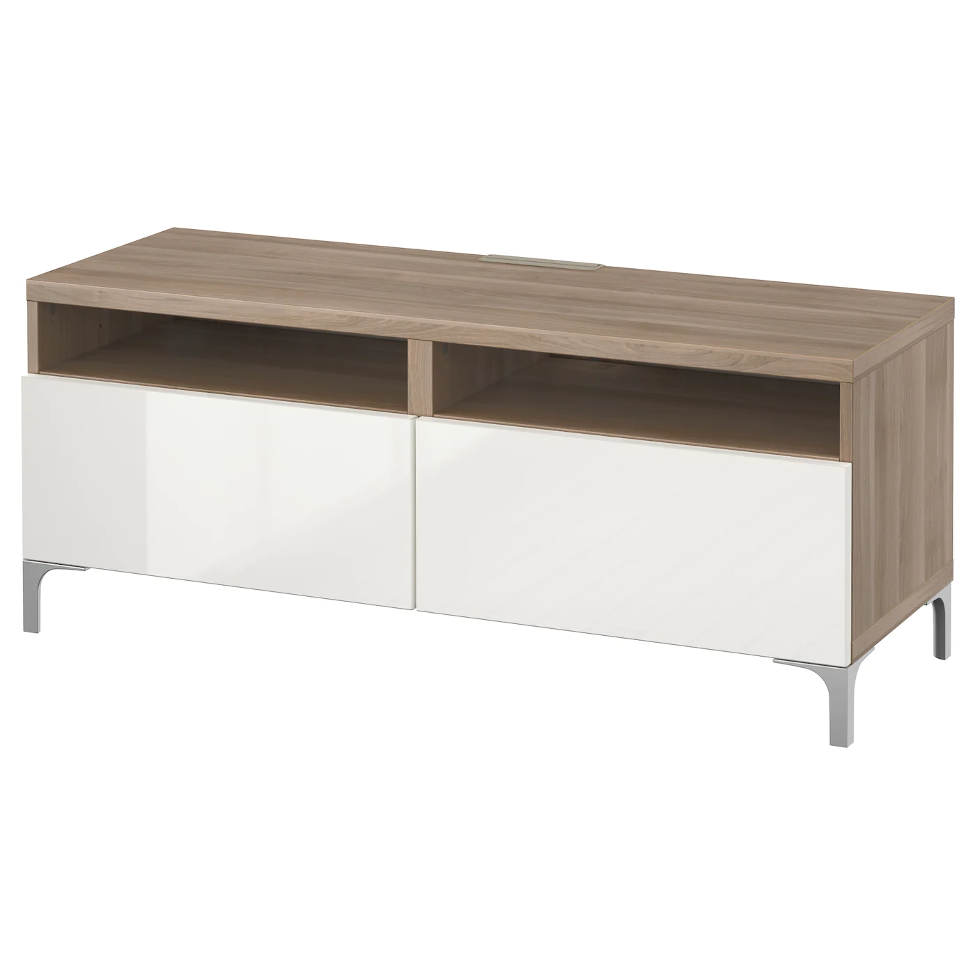 IKEA BESTÅ TV Bench With Drawers Walnut Effect Light Gray/Selsviken Highgloss/white 47 1/4x16 1/2x18 7/8 " Blackbrown/kallviken/stubbarp Dark Gray