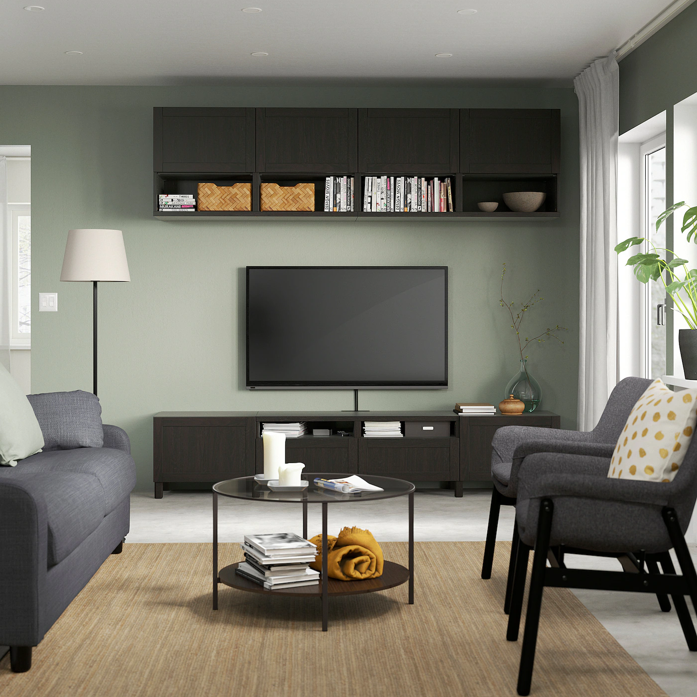 IKEA BESTÅ TV Storage Combination Blackbrown/Hanviken/Stubbarp Blackbrown 94 1/2x16 1/2x90 1/2 " 5 IKEA BESTÅ TV Storage Combination Blackbrown/Hanviken/Stubbarp Blackbrown 94 1/2x16 1/2x90 1/2 " - Image 3