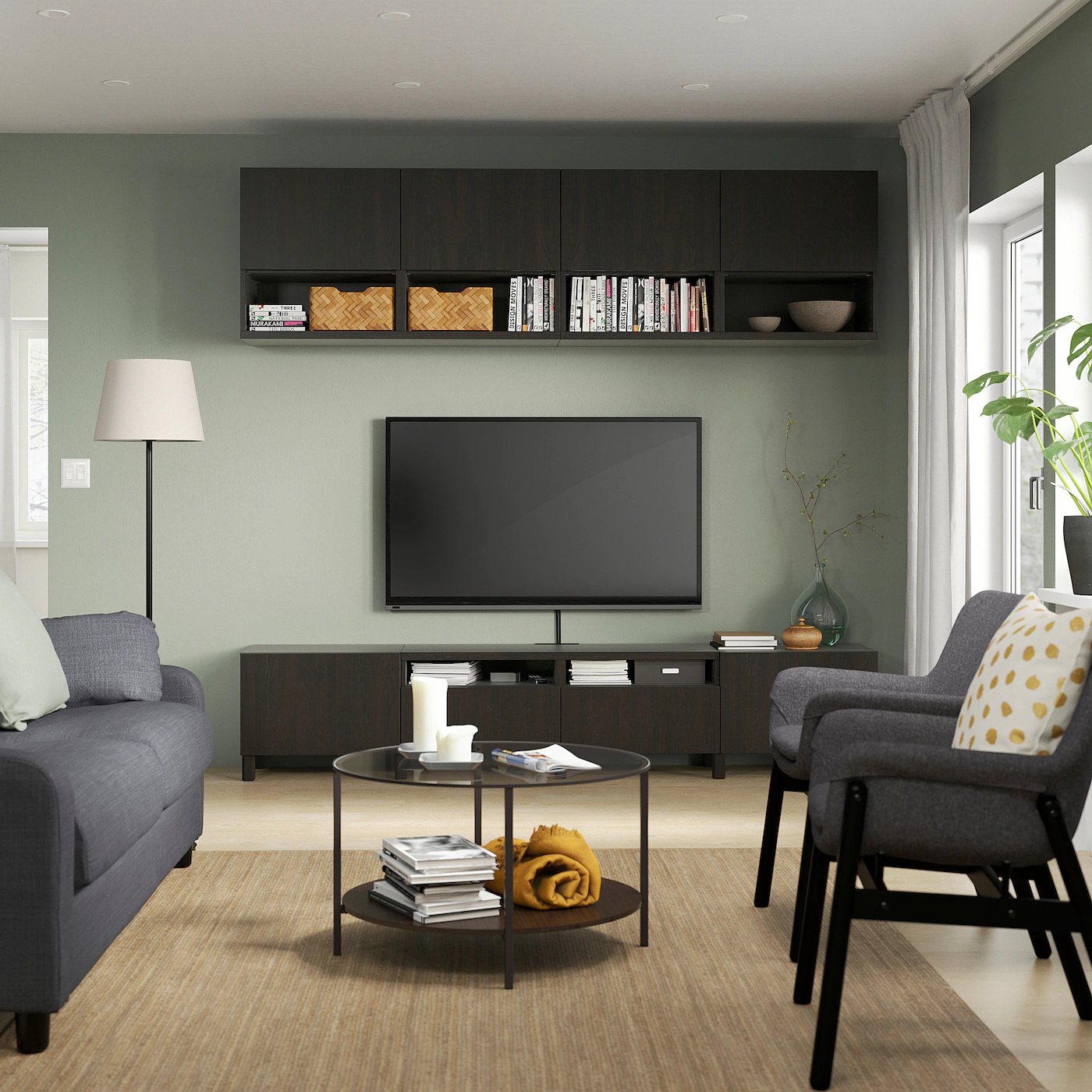 IKEA BESTÅ TV Storage Combination Blackbrown/Lappviken/Stubbarp Blackbrown 94 1/2x16 1/2x90 1/2 " 5 IKEA BESTÅ TV Storage Combination Blackbrown/Lappviken/Stubbarp Blackbrown 94 1/2x16 1/2x90 1/2 " - Image 3