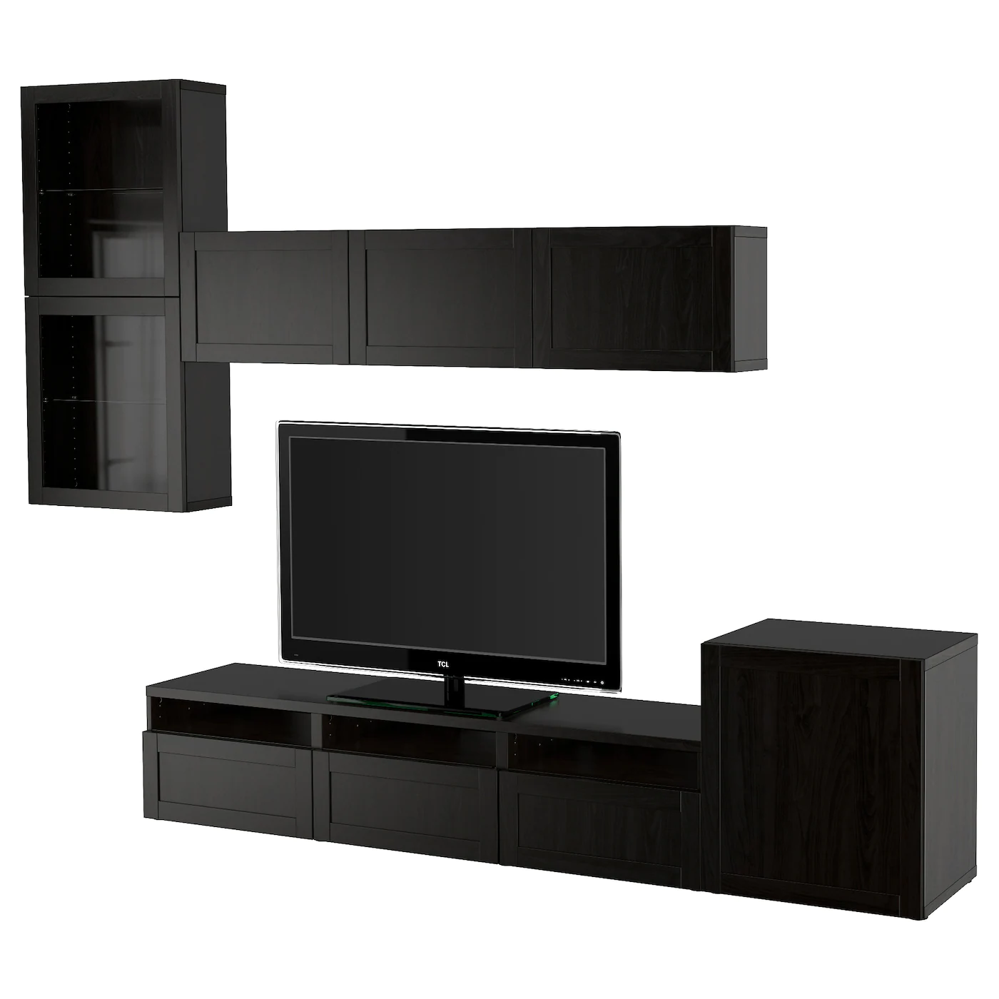 IKEA BESTÅ TV Storage Combination/glass Doors Walnut Effect Light Gray/Selsviken Highgloss/white Frosted Glass 118 1/8x16 1/2x83 1/8 " Blackbrown/hanviken Blackbrown Clear Glass 14 IKEA BESTÅ TV Storage Combination/glass Doors Walnut Effect Light Gray/Selsviken Highgloss/white Frosted Glass 118 1/8x16 1/2x83 1/8 " Blackbrown/hanviken Blackbrown Clear Glass - Image 12