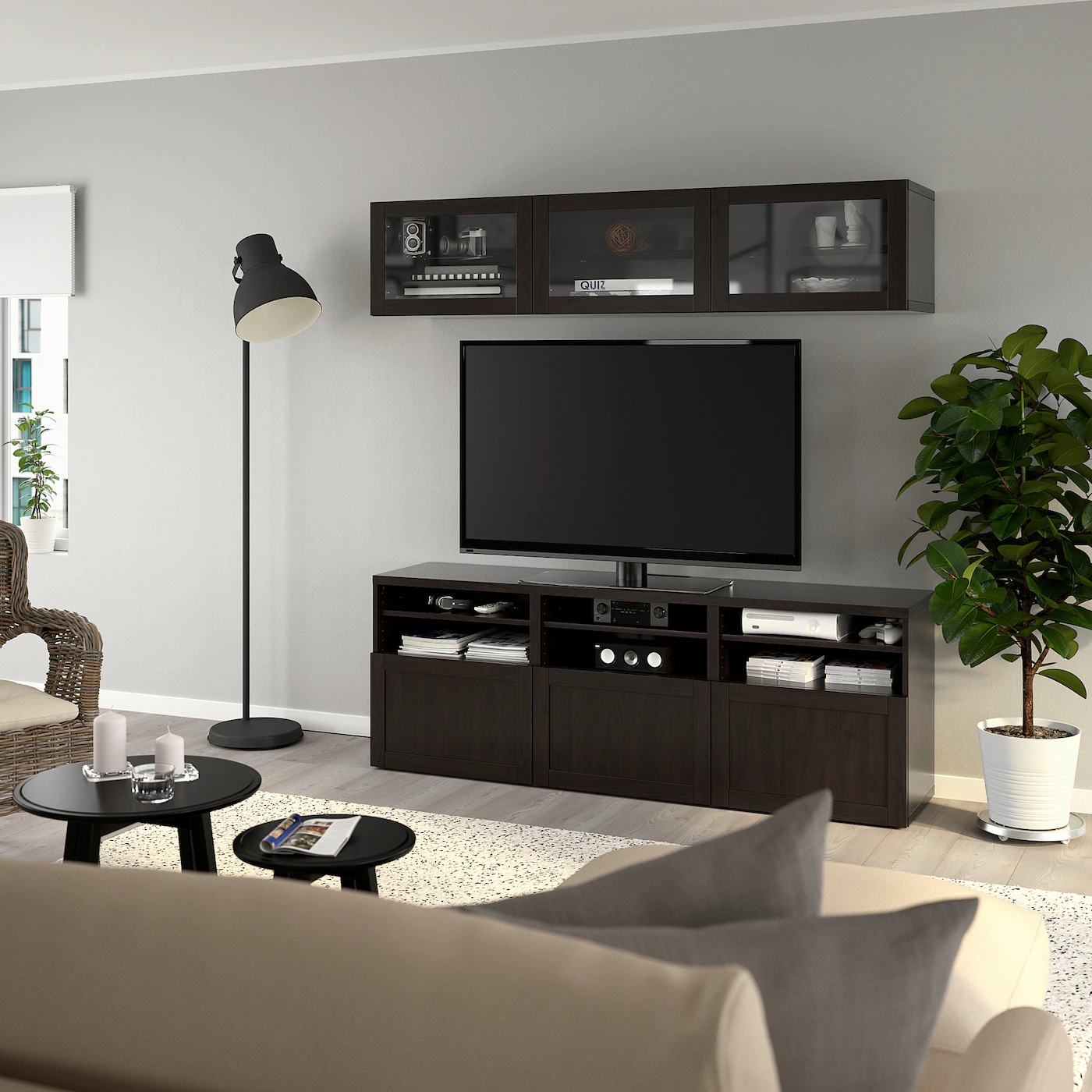 IKEA BESTÅ TV Storage Combination/glass Doors Blackbrown/Hanviken Blackbrown Clear Glass 70 7/8x16 1/2x75 5/8 " 8 IKEA BESTÅ TV Storage Combination/glass Doors Blackbrown/Hanviken Blackbrown Clear Glass 70 7/8x16 1/2x75 5/8 " - Image 6