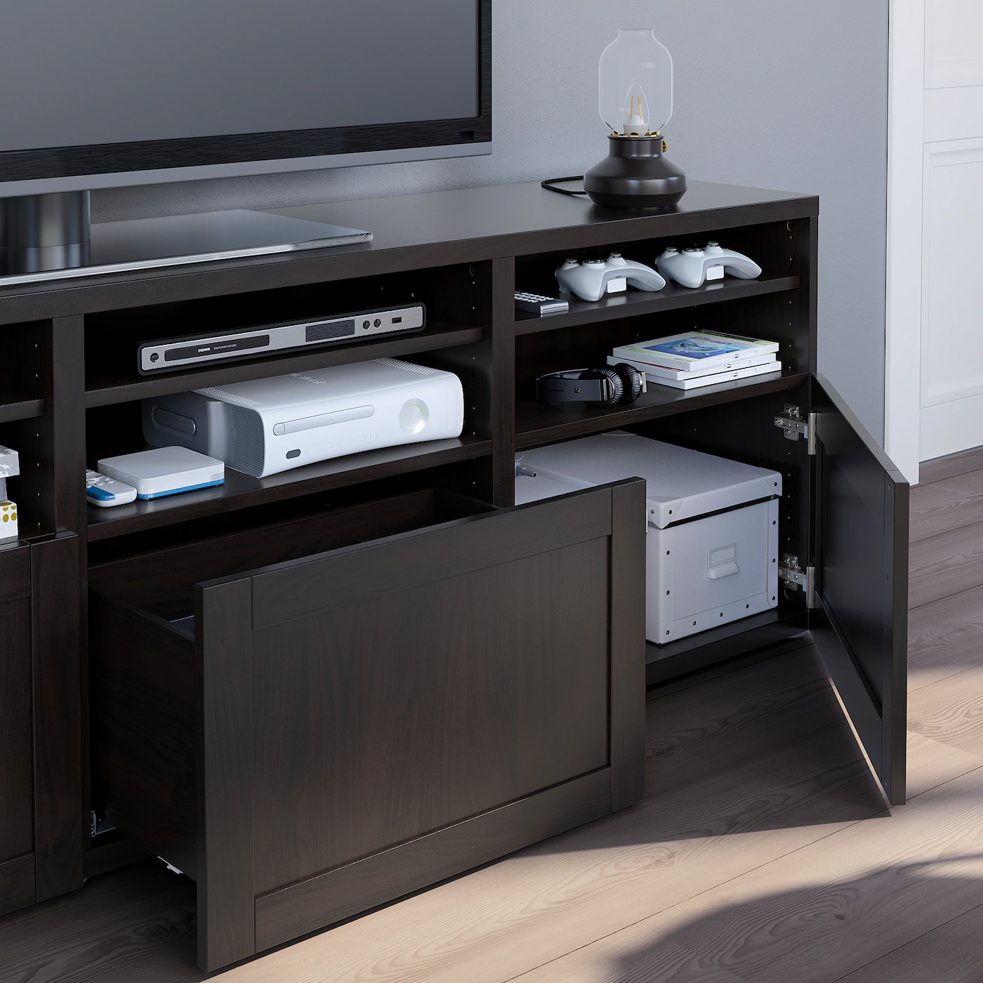 IKEA BESTÅ TV Storage Combination/glass Doors Blackbrown/Hanviken Blackbrown Clear Glass 70 7/8x16 1/2x75 5/8 " 9 IKEA BESTÅ TV Storage Combination/glass Doors Blackbrown/Hanviken Blackbrown Clear Glass 70 7/8x16 1/2x75 5/8 " - Image 7