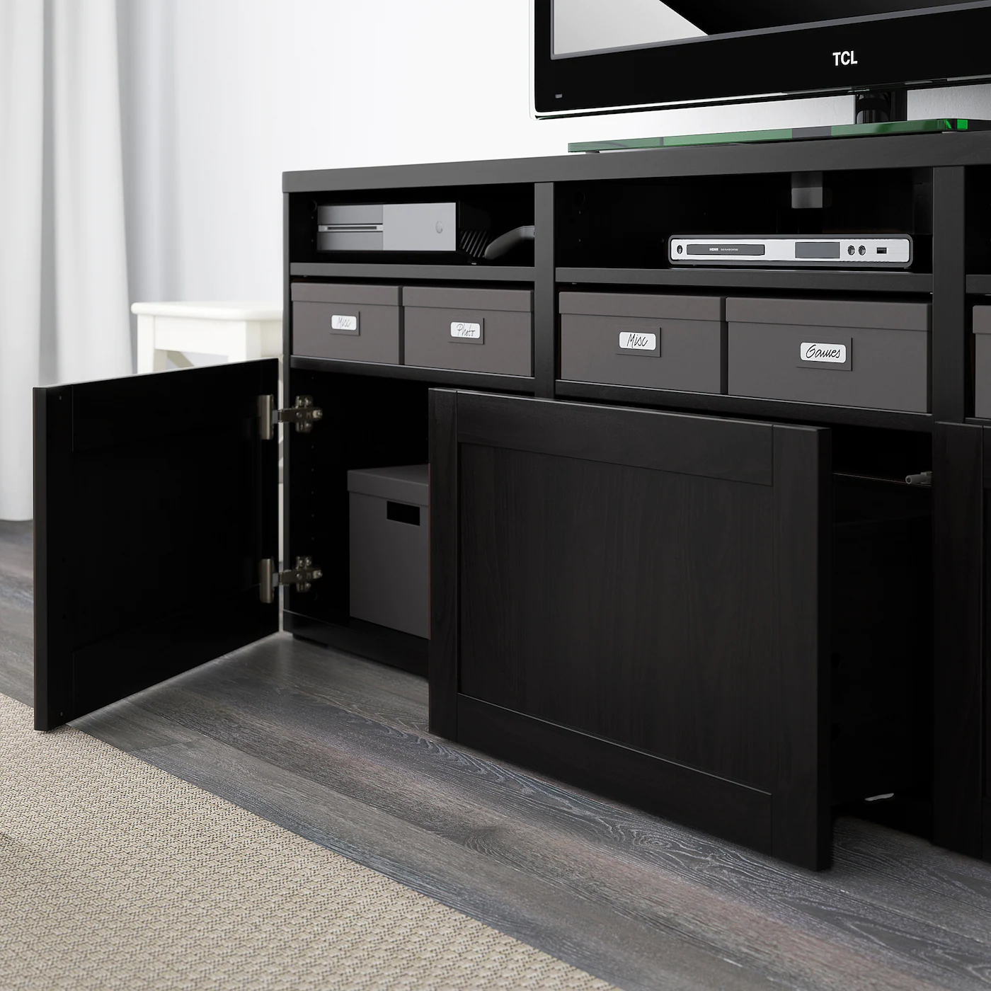 IKEA BESTÅ TV Storage Combination/glass Doors Blackbrown/Hanviken Blackbrown Clear Glass 70 7/8x16 1/2x75 5/8 " 10 IKEA BESTÅ TV Storage Combination/glass Doors Blackbrown/Hanviken Blackbrown Clear Glass 70 7/8x16 1/2x75 5/8 " - Image 8