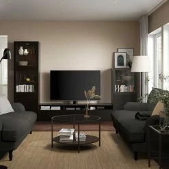 IKEA BESTÅ TV Storage Combination/glass Doors Blackbrown/Hanviken Blackbrown Clear Glass 118 1/8x16 1/2x76 " -Ikea Storage solution systems Sales besta tv storage combination glass doors black brown hanviken black brown clear glass 0991730 pe819549 s5