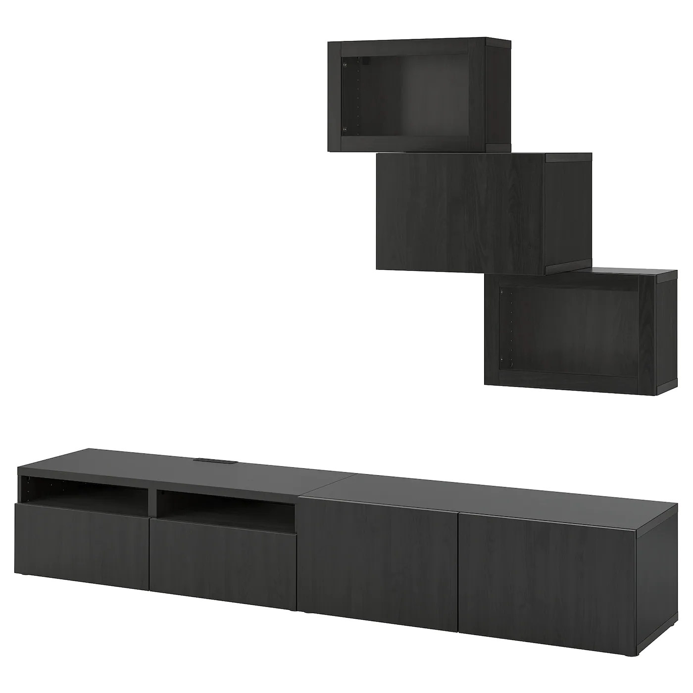 IKEA BESTÅ TV Storage Combination/glass Doors Blackbrown/Lappviken Blackbrown Clear Glass 94 1/2x16 1/2x74 3/4 "