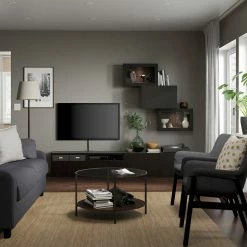 IKEA BESTÅ TV Storage Combination/glass Doors Blackbrown/Lappviken Blackbrown Clear Glass 94 1/2x16 1/2x74 3/4 " -Ikea Storage solution systems Sales besta tv storage combination glass doors black brown lappviken black brown clear glass 0992253 pe819907 s5