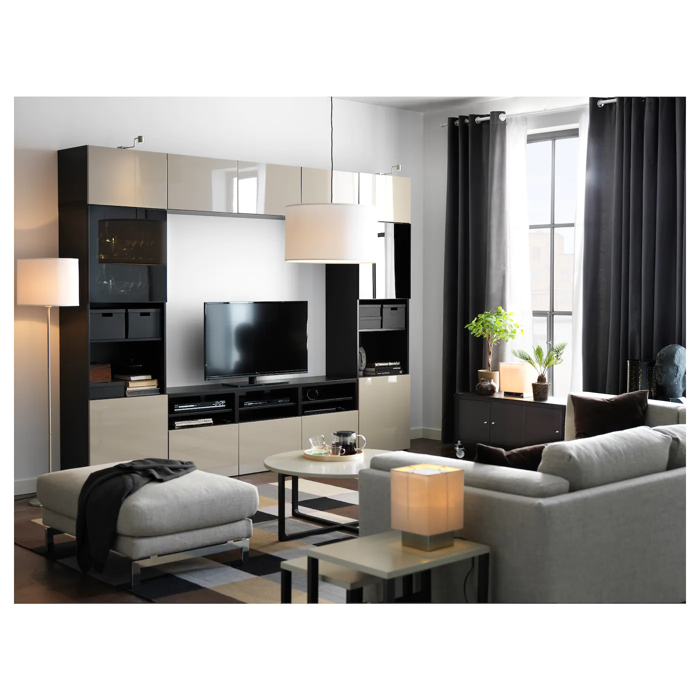 IKEA BESTÅ TV Storage Combination/glass Doors Blackbrown/Selsviken High Gloss/beige Smoked Glass 118 1/8x16 1/2x91 " 6 IKEA BESTÅ TV Storage Combination/glass Doors Blackbrown/Selsviken High Gloss/beige Smoked Glass 118 1/8x16 1/2x91 " - Image 4