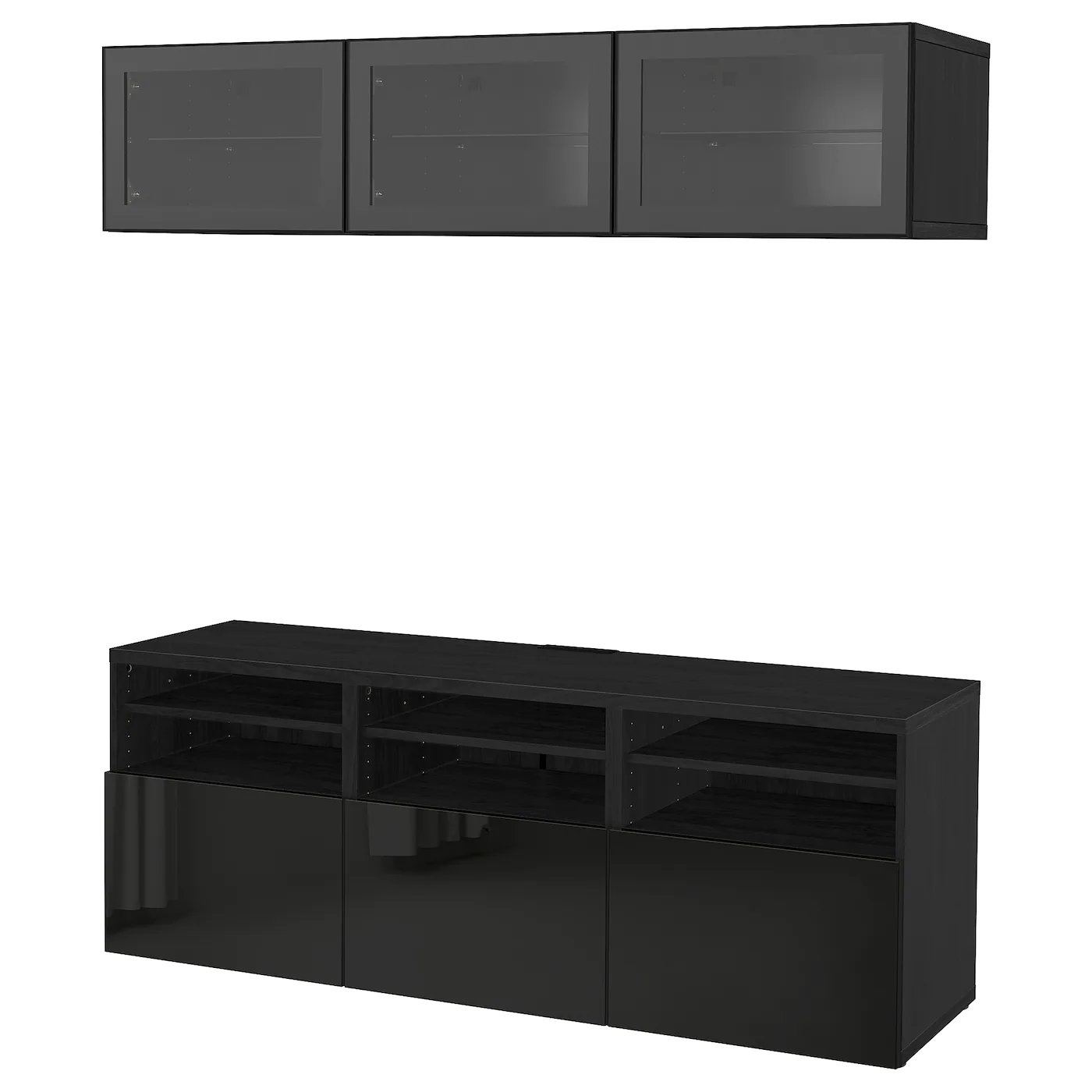 IKEA BESTÅ TV Storage Combination/glass Doors Walnut Effect Light Gray/Selsviken Highgloss/white Frosted Glass 70 7/8x16 1/2x75 5/8 " Blackbrown/hanviken Blackbrown Clear Glass 20 IKEA BESTÅ TV Storage Combination/glass Doors Walnut Effect Light Gray/Selsviken Highgloss/white Frosted Glass 70 7/8x16 1/2x75 5/8 " Blackbrown/hanviken Blackbrown Clear Glass - Image 18