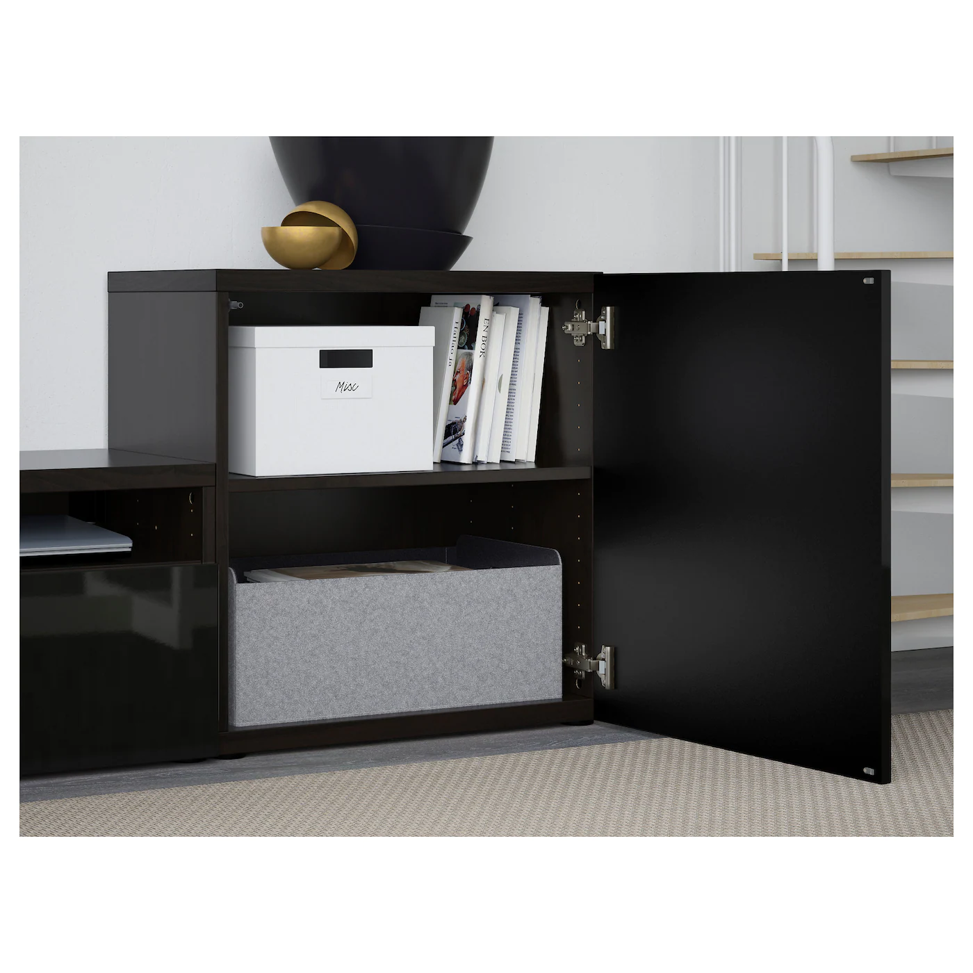 IKEA BESTÅ TV Storage Combination/glass Doors Blackbrown/Selsviken High Gloss/black Smoked Glass 118 1/8x16 1/2x83 1/8 " 8 IKEA BESTÅ TV Storage Combination/glass Doors Blackbrown/Selsviken High Gloss/black Smoked Glass 118 1/8x16 1/2x83 1/8 " - Image 6