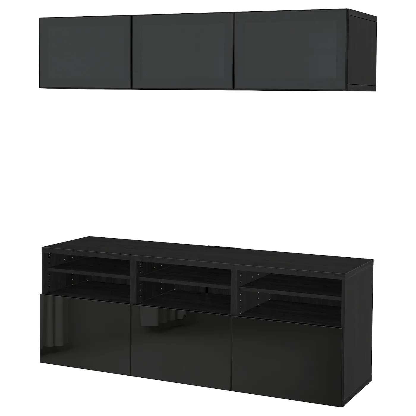 IKEA BESTÅ TV Storage Combination/glass Doors Blackbrown/Selsviken High Gloss/black Smoked Glass 70 7/8x16 1/2x75 5/8 " Blackbrown/lappviken Blackbrown Clear Glass 1 IKEA BESTÅ TV Storage Combination/glass Doors Blackbrown/Selsviken High Gloss/black Smoked Glass 70 7/8x16 1/2x75 5/8 " Blackbrown/lappviken Blackbrown Clear Glass -Ikea Storage solution systems Sales besta tv storage combination glass doors black brown selsviken high gloss black smoked glass 0643909 pe702251 s5 1