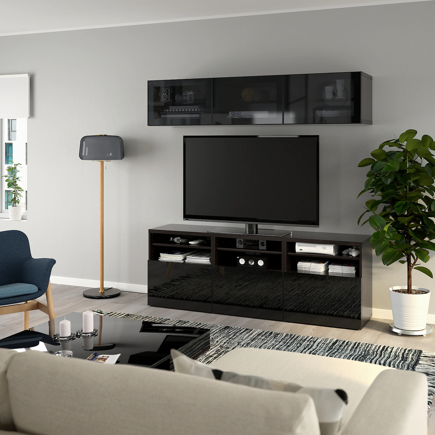 IKEA BESTÅ TV Storage Combination/glass Doors Blackbrown/Selsviken High Gloss/black Smoked Glass 70 7/8x16 1/2x75 5/8 " Blackbrown/lappviken Blackbrown Clear Glass 8 IKEA BESTÅ TV Storage Combination/glass Doors Blackbrown/Selsviken High Gloss/black Smoked Glass 70 7/8x16 1/2x75 5/8 " Blackbrown/lappviken Blackbrown Clear Glass - Image 6