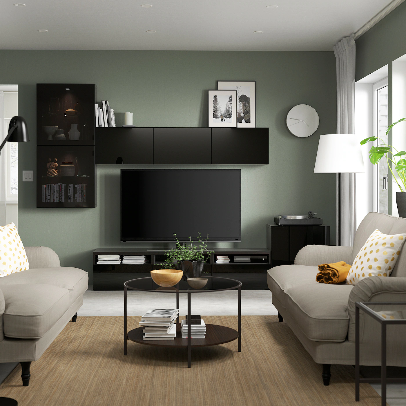 IKEA BESTÅ TV Storage Combination/glass Doors Blackbrown/Selsviken High Gloss/black Smoked Glass 118 1/8x16 1/2x83 1/8 " 5 IKEA BESTÅ TV Storage Combination/glass Doors Blackbrown/Selsviken High Gloss/black Smoked Glass 118 1/8x16 1/2x83 1/8 " - Image 3