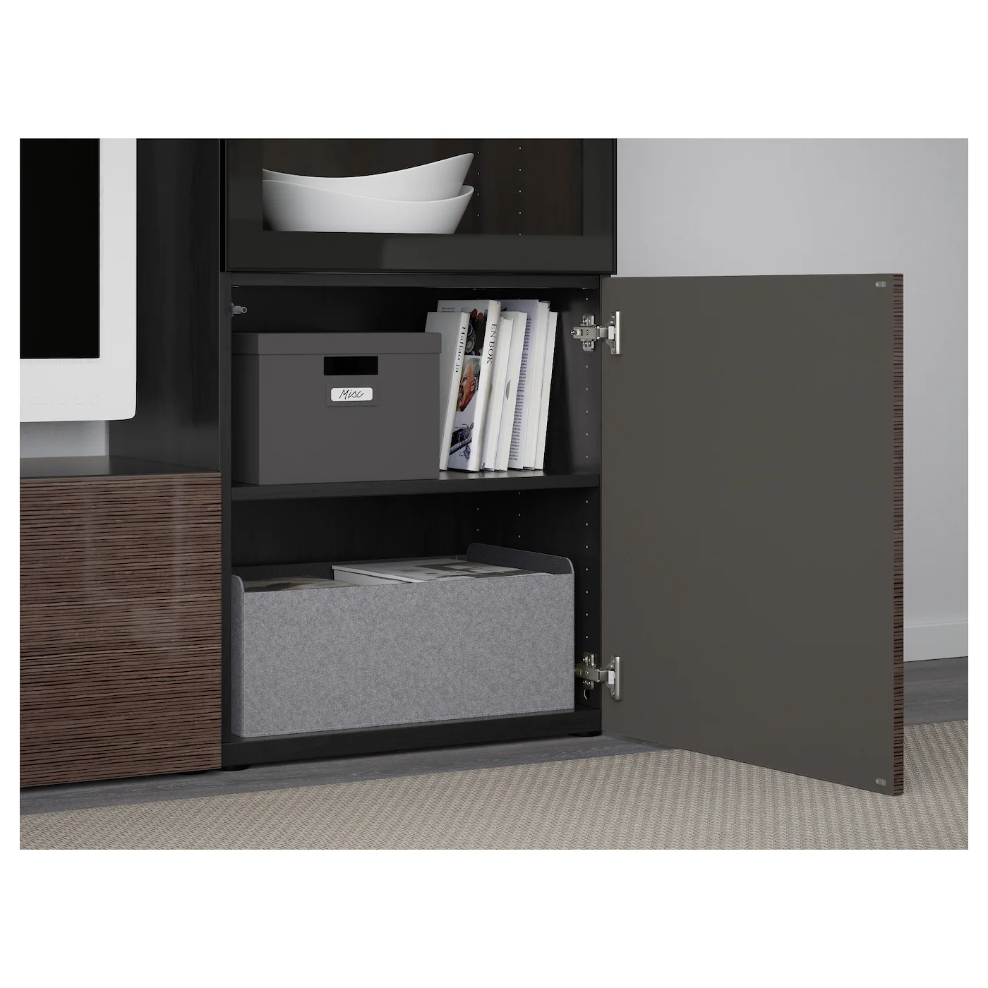 IKEA BESTÅ TV Storage Combination/glass Doors Blackbrown/Selsviken High Gloss/brown Clear Glass 94 1/2x16 1/2x50 3/4 " Blackbrown Glassvik/laxviken Black 9 IKEA BESTÅ TV Storage Combination/glass Doors Blackbrown/Selsviken High Gloss/brown Clear Glass 94 1/2x16 1/2x50 3/4 " Blackbrown Glassvik/laxviken Black - Image 7