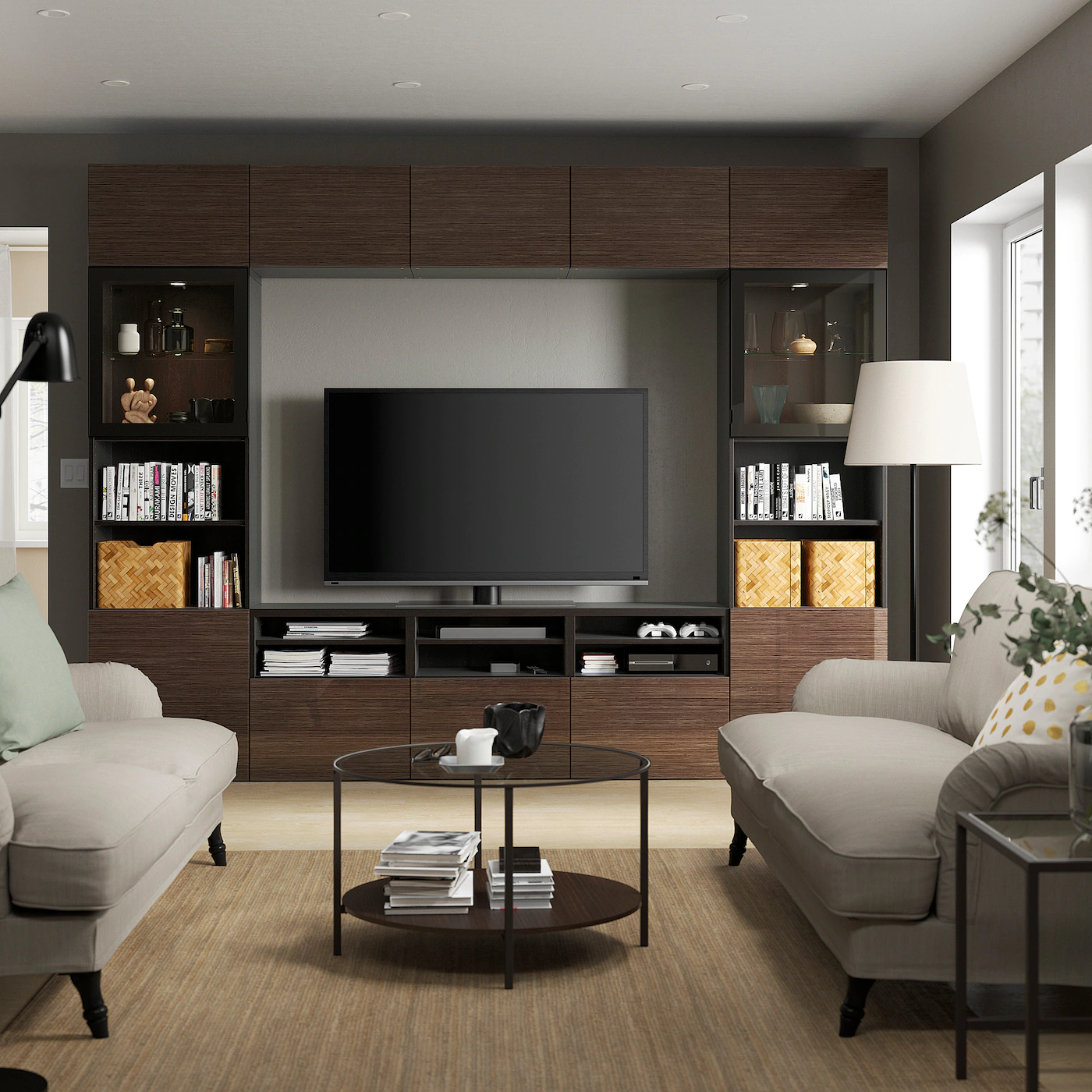 IKEA BESTÅ TV Storage Combination/glass Doors Blackbrown/Selsviken High Gloss/brown Clear Glass 118 1/8x16 1/2x91 " Blackbrown/selsviken High Gloss/beige Clear Glass 5 IKEA BESTÅ TV Storage Combination/glass Doors Blackbrown/Selsviken High Gloss/brown Clear Glass 118 1/8x16 1/2x91 " Blackbrown/selsviken High Gloss/beige Clear Glass - Image 3