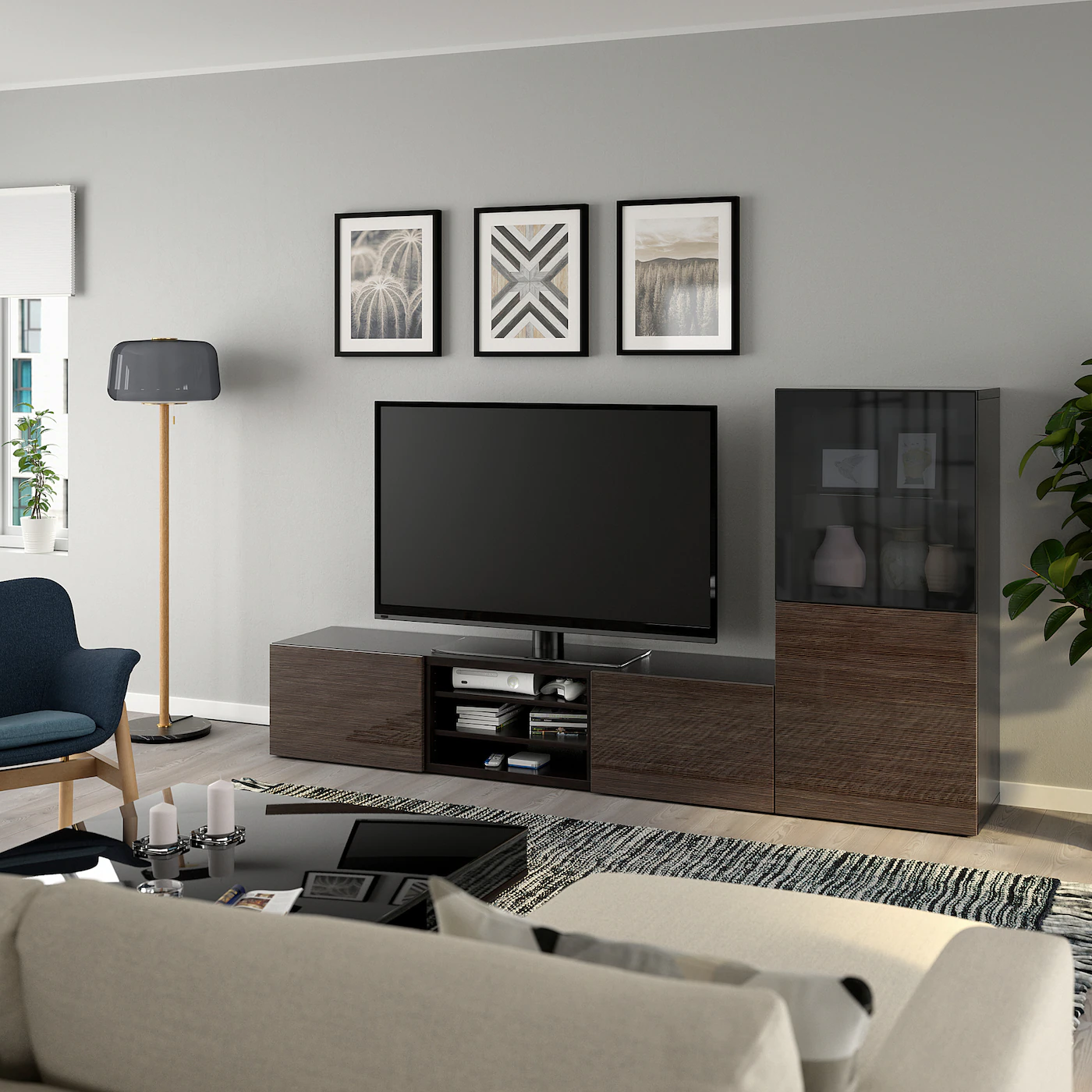 IKEA BESTÅ TV Storage Combination/glass Doors Blackbrown/Selsviken High Gloss/brown Smoked Glass 94 1/2x16 1/2x50 3/4 " Blackbrown/hanviken Blackbrown Clear Glass 8 IKEA BESTÅ TV Storage Combination/glass Doors Blackbrown/Selsviken High Gloss/brown Smoked Glass 94 1/2x16 1/2x50 3/4 " Blackbrown/hanviken Blackbrown Clear Glass - Image 6