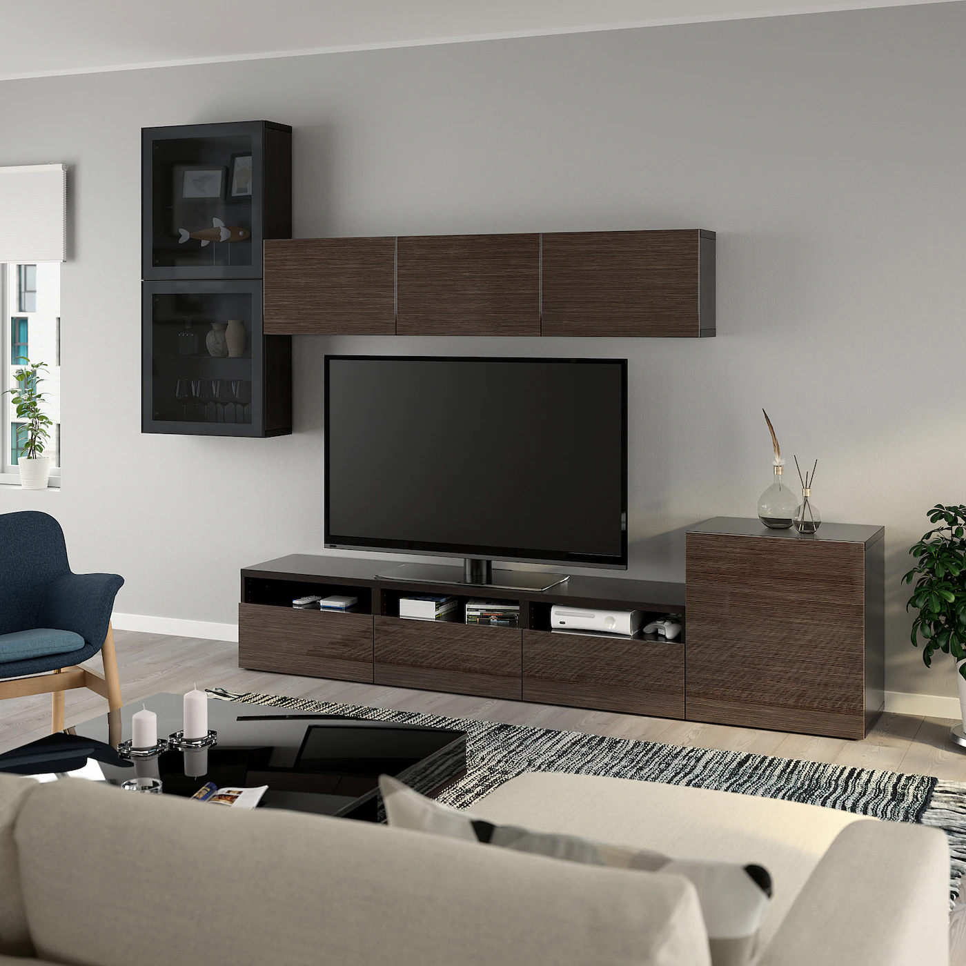 IKEA BESTÅ TV Storage Combination/glass Doors Blackbrown/Selsviken High Gloss/brown Smoked Glass 118 1/8x16 1/2x83 1/8 " Blackbrown/selsviken High Gloss/beige Smoked Glass 8 IKEA BESTÅ TV Storage Combination/glass Doors Blackbrown/Selsviken High Gloss/brown Smoked Glass 118 1/8x16 1/2x83 1/8 " Blackbrown/selsviken High Gloss/beige Smoked Glass - Image 6