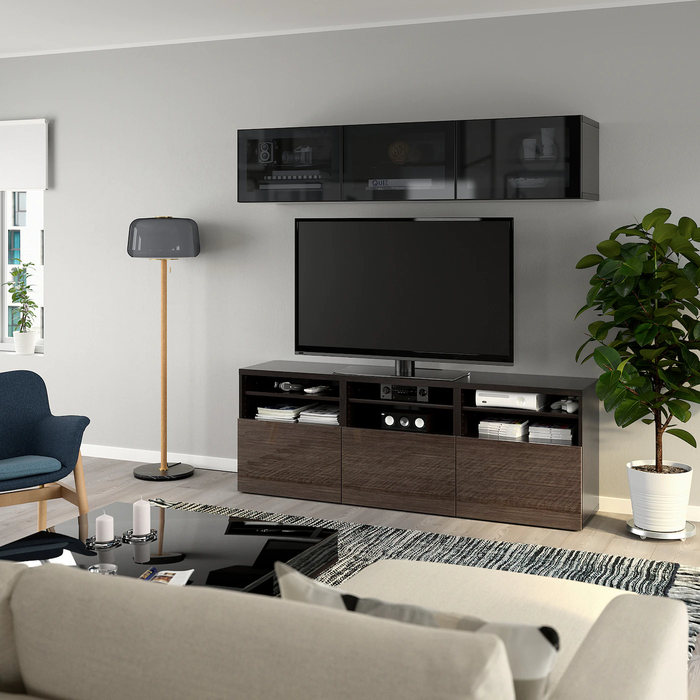 IKEA BESTÅ TV Storage Combination/glass Doors Blackbrown/Selsviken High Gloss/brown Smoked Glass 70 7/8x16 1/2x75 5/8 " Blackbrown/hanviken Blackbrown Clear Glass 8 IKEA BESTÅ TV Storage Combination/glass Doors Blackbrown/Selsviken High Gloss/brown Smoked Glass 70 7/8x16 1/2x75 5/8 " Blackbrown/hanviken Blackbrown Clear Glass - Image 6