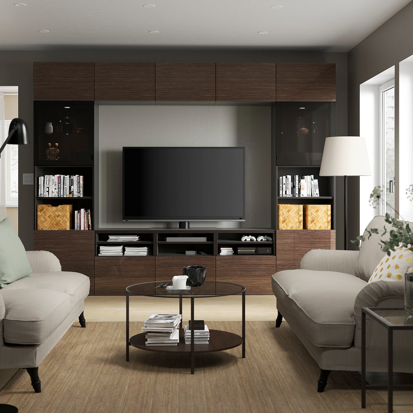 IKEA BESTÅ TV Storage Combination/glass Doors Blackbrown/Selsviken High Gloss/brown Smoked Glass 118 1/8x16 1/2x91 " Blackbrown/hanviken Blackbrown Clear Glass 5 IKEA BESTÅ TV Storage Combination/glass Doors Blackbrown/Selsviken High Gloss/brown Smoked Glass 118 1/8x16 1/2x91 " Blackbrown/hanviken Blackbrown Clear Glass - Image 3