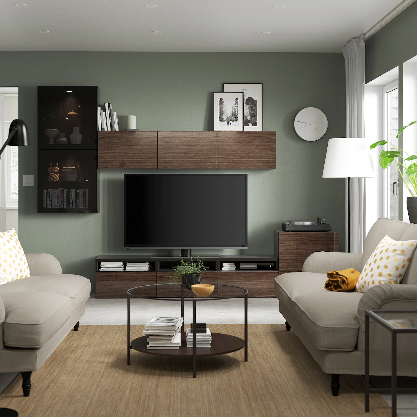 IKEA BESTÅ TV Storage Combination/glass Doors Blackbrown/Selsviken High Gloss/brown Smoked Glass 118 1/8x16 1/2x83 1/8 " Blackbrown/selsviken High Gloss/beige Smoked Glass 5 IKEA BESTÅ TV Storage Combination/glass Doors Blackbrown/Selsviken High Gloss/brown Smoked Glass 118 1/8x16 1/2x83 1/8 " Blackbrown/selsviken High Gloss/beige Smoked Glass - Image 3