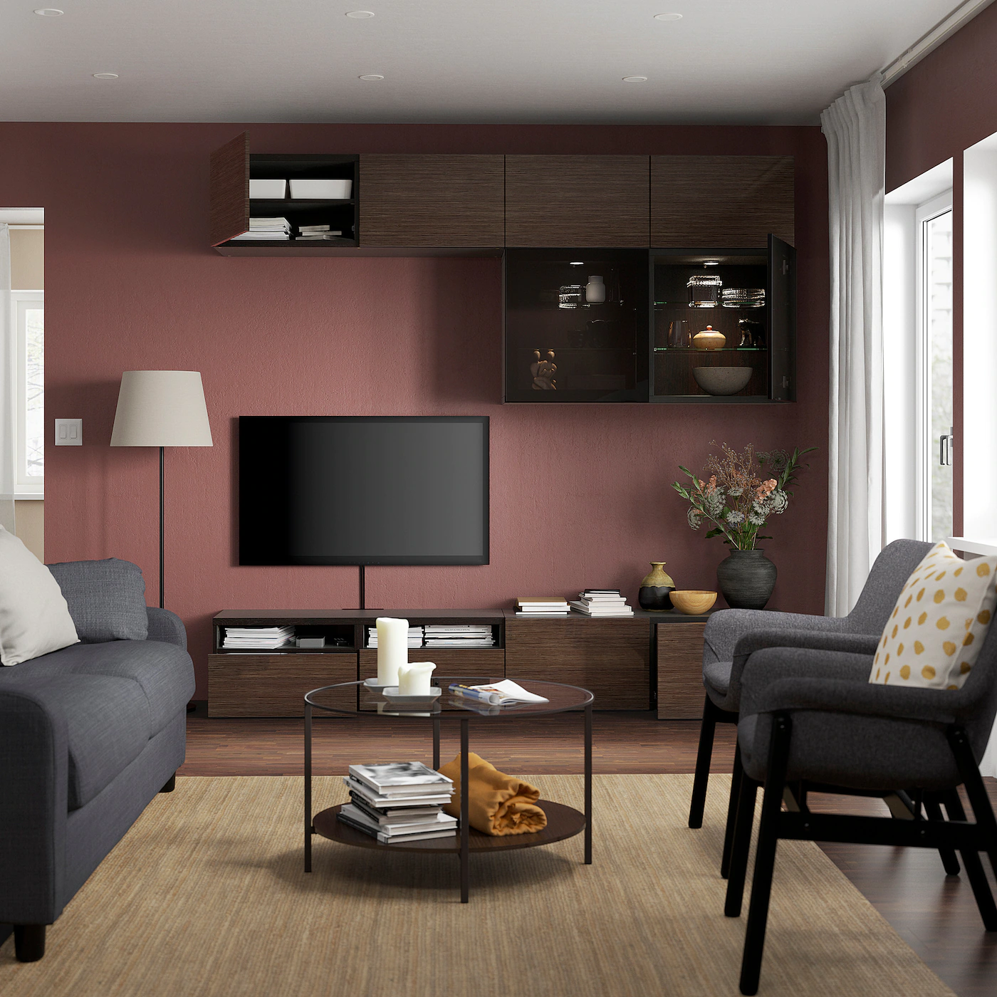 IKEA BESTÅ TV Storage Combination/glass Doors Blackbrown/Selsviken High Gloss/brown Smoked Glass 94 1/2x16 1/2x91 " Blackbrown/selsviken High Gloss/black Clear Glass 4 IKEA BESTÅ TV Storage Combination/glass Doors Blackbrown/Selsviken High Gloss/brown Smoked Glass 94 1/2x16 1/2x91 " Blackbrown/selsviken High Gloss/black Clear Glass - Image 2