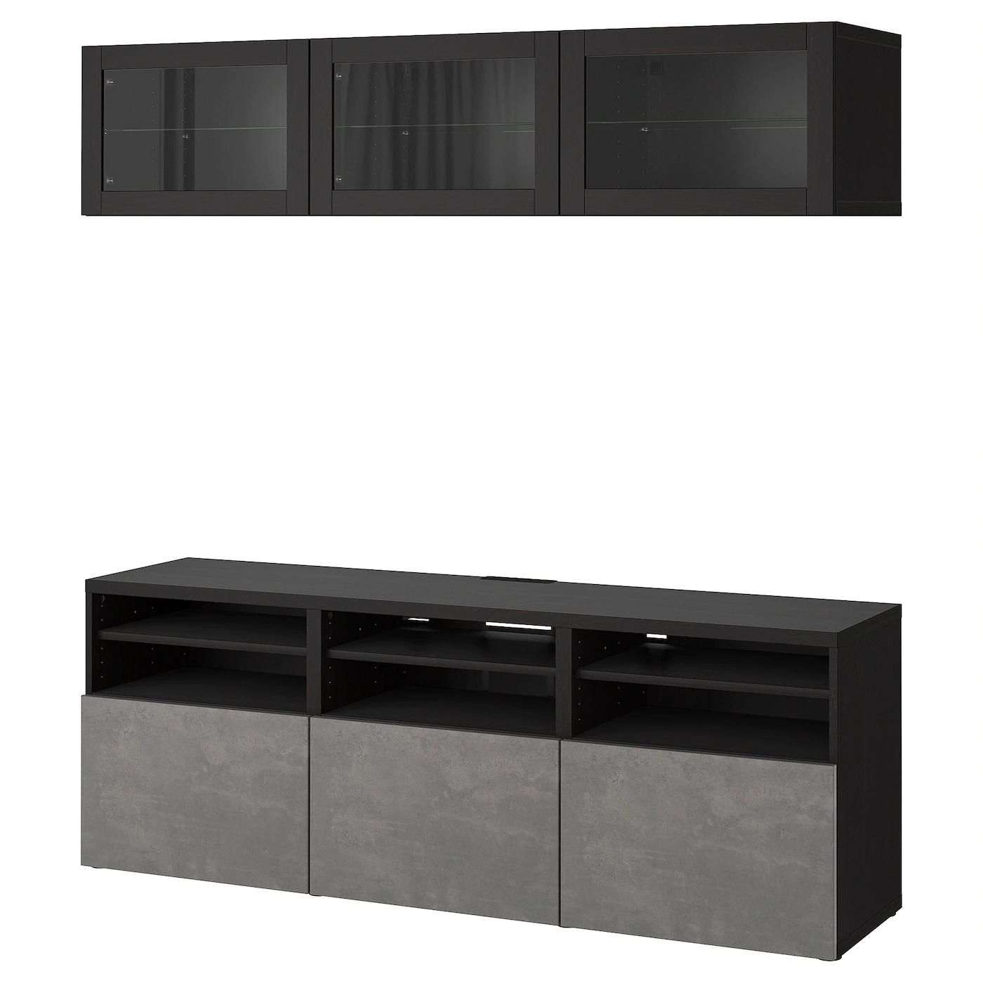 IKEA BESTÅ TV Storage Combination/glass Doors Walnut Effect Light Gray/Selsviken Highgloss/white Frosted Glass 70 7/8x16 1/2x75 5/8 " Blackbrown/hanviken Blackbrown Clear Glass 14 IKEA BESTÅ TV Storage Combination/glass Doors Walnut Effect Light Gray/Selsviken Highgloss/white Frosted Glass 70 7/8x16 1/2x75 5/8 " Blackbrown/hanviken Blackbrown Clear Glass - Image 12