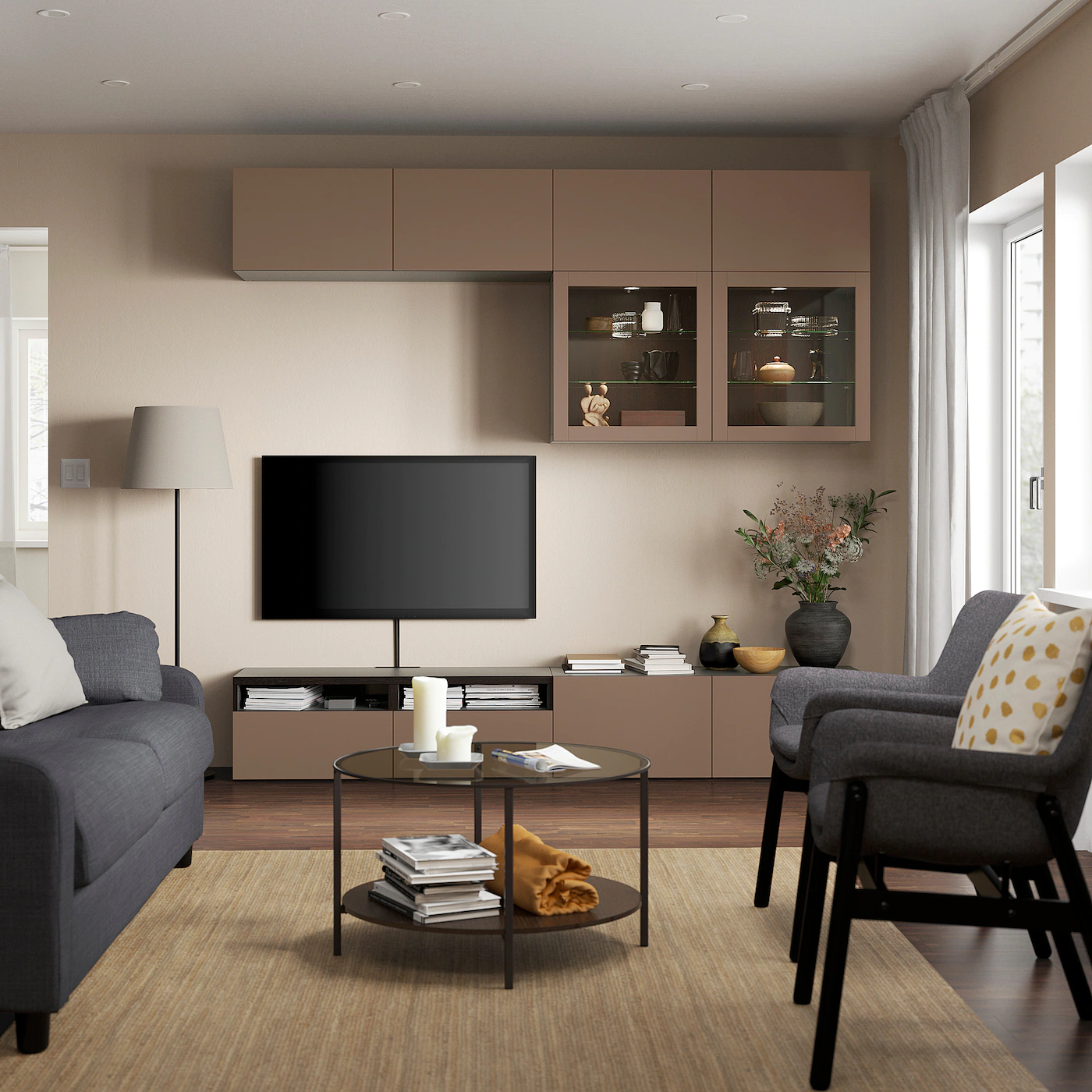 IKEA BESTÅ TV Storage Combination/glass Doors Blackbrown Sindvik/Lappviken Light Graybrown 94 1/2x16 1/2x91 " 5 IKEA BESTÅ TV Storage Combination/glass Doors Blackbrown Sindvik/Lappviken Light Graybrown 94 1/2x16 1/2x91 " - Image 3