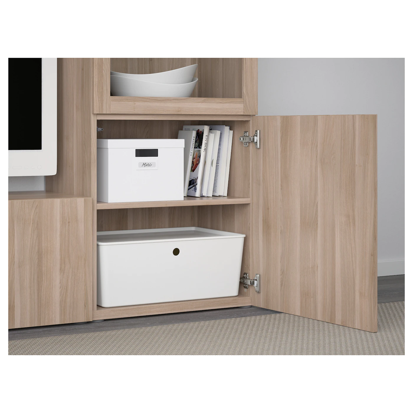 IKEA BESTÅ TV Storage Combination/glass Doors Walnut Effect Light Gray/Lappviken Gray Stained Walnut Eff Clear Glass 94 1/2x16 1/2x50 3/4 " Blackbrown Glassvik/laxviken Black 8 IKEA BESTÅ TV Storage Combination/glass Doors Walnut Effect Light Gray/Lappviken Gray Stained Walnut Eff Clear Glass 94 1/2x16 1/2x50 3/4 " Blackbrown Glassvik/laxviken Black - Image 6