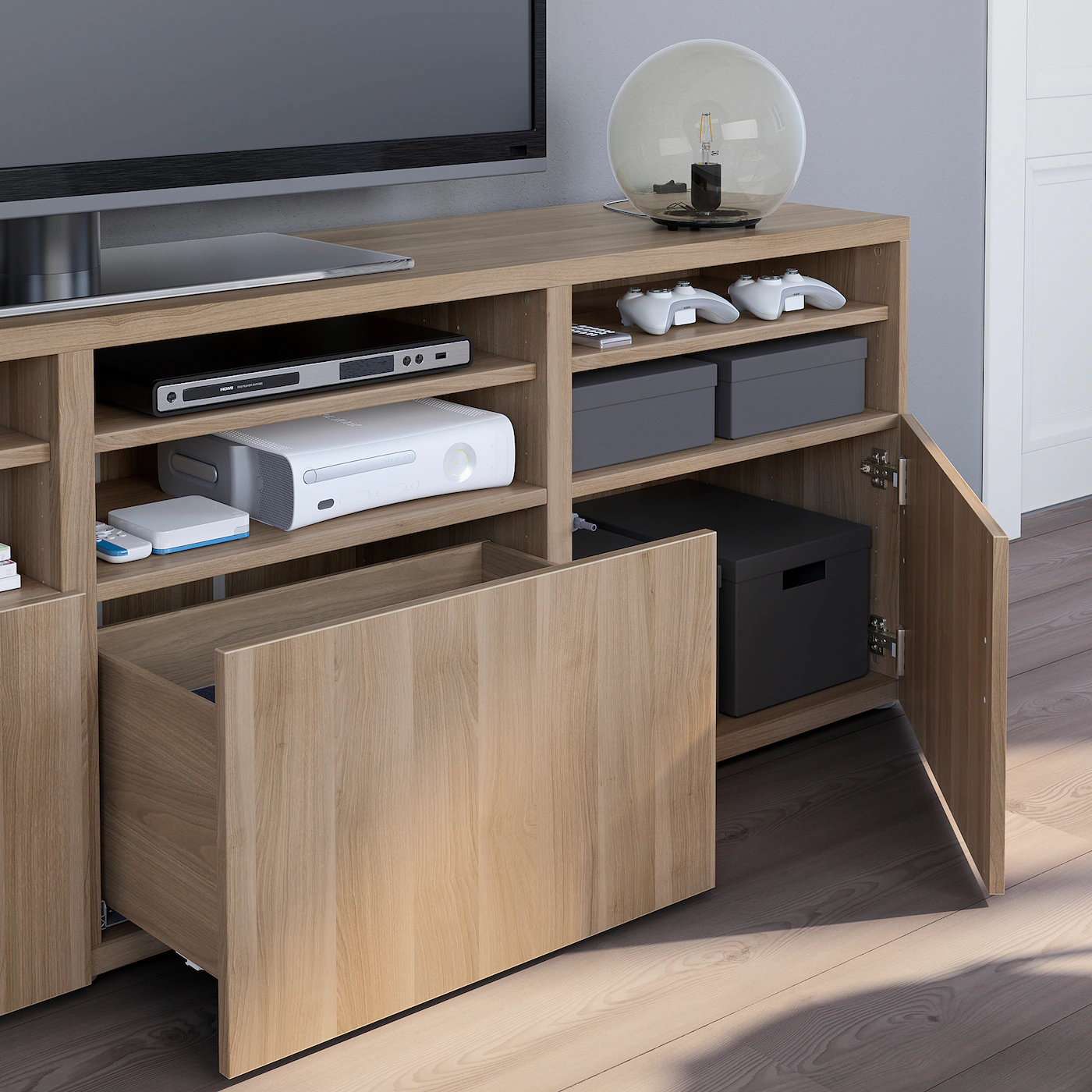 IKEA BESTÅ TV Storage Combination/glass Doors Walnut Effect Light Gray/Lappviken Gray Stained Walnut Eff Clear Glass 70 7/8x16 1/2x75 5/8 " Blackbrown/selsviken High Gloss/beige Smoked Glass 8 IKEA BESTÅ TV Storage Combination/glass Doors Walnut Effect Light Gray/Lappviken Gray Stained Walnut Eff Clear Glass 70 7/8x16 1/2x75 5/8 " Blackbrown/selsviken High Gloss/beige Smoked Glass - Image 6