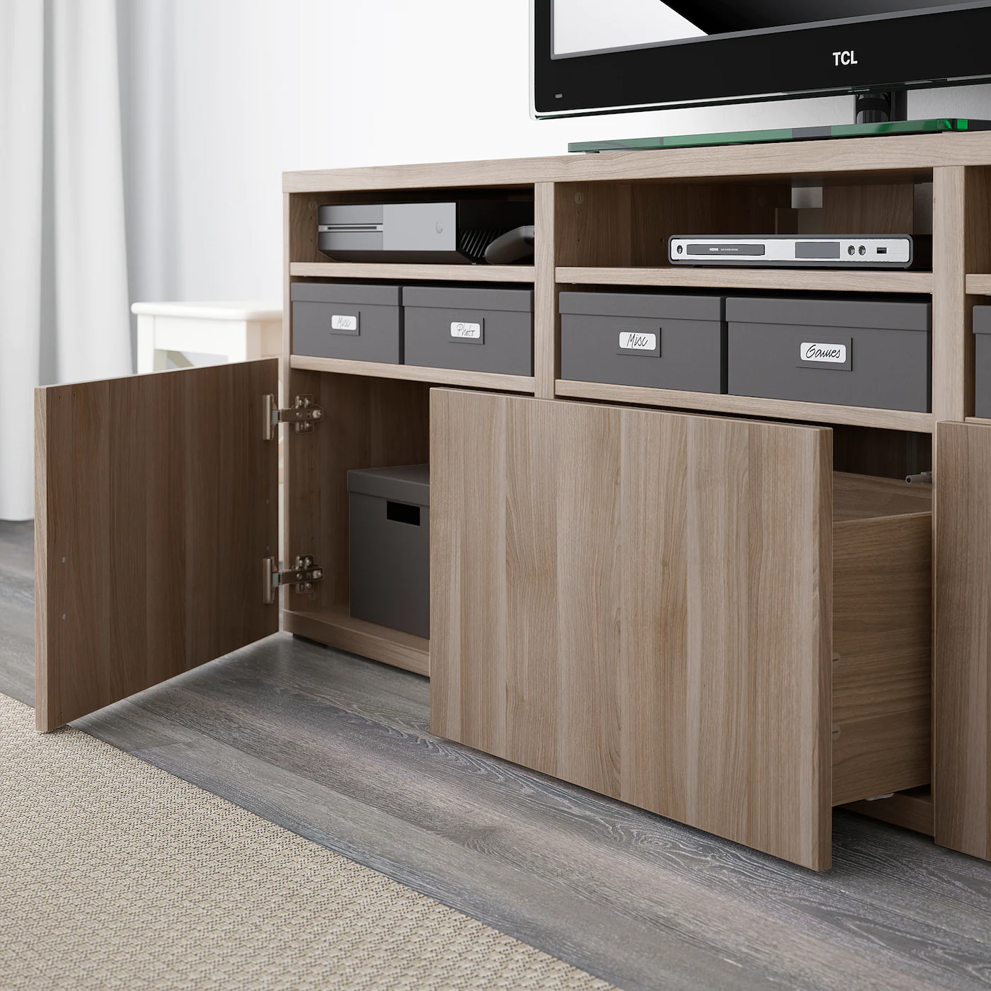 IKEA BESTÅ TV Storage Combination/glass Doors Walnut Effect Light Gray/Lappviken Gray Stained Walnut Eff Clear Glass 70 7/8x16 1/2x75 5/8 " Blackbrown/selsviken High Gloss/beige Smoked Glass 9 IKEA BESTÅ TV Storage Combination/glass Doors Walnut Effect Light Gray/Lappviken Gray Stained Walnut Eff Clear Glass 70 7/8x16 1/2x75 5/8 " Blackbrown/selsviken High Gloss/beige Smoked Glass - Image 7