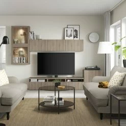 IKEA BESTÅ TV Storage Combination/glass Doors Walnut Effect Light Gray/Lappviken Gray Stained Walnut Eff Clear Glass 118 1/8x16 1/2x83 1/8 " Blackbrown/selsviken High Gloss/black Smoked Glass -Ikea Storage solution systems Sales besta tv storage combination glass doors walnut effect light gray lappviken gray stained walnut eff clear glass 0991845 pe819638 s5 1