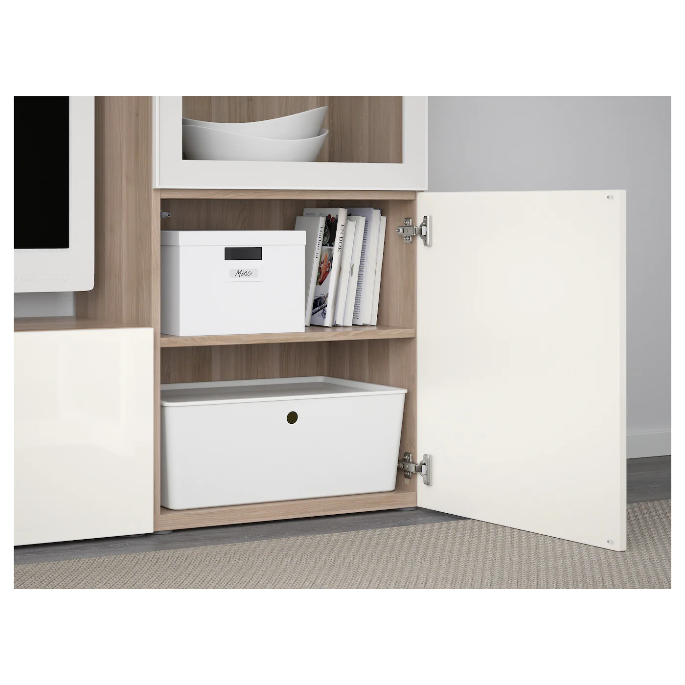 IKEA BESTÅ TV Storage Combination/glass Doors Walnut Effect Light Gray/Selsviken High Gloss/white Clear Glass 94 1/2x16 1/2x50 3/4 " Blackbrown/lappviken Blackbrown Clear Glass 8 IKEA BESTÅ TV Storage Combination/glass Doors Walnut Effect Light Gray/Selsviken High Gloss/white Clear Glass 94 1/2x16 1/2x50 3/4 " Blackbrown/lappviken Blackbrown Clear Glass - Image 6