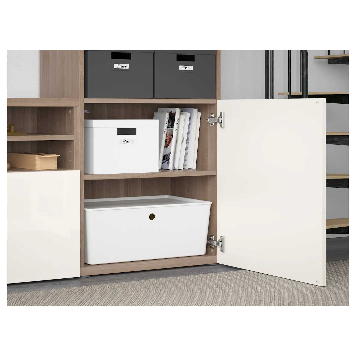 IKEA BESTÅ TV Storage Combination/glass Doors Walnut Effect Light Gray/Selsviken High Gloss/white Clear Glass 118 1/8x16 1/2x91 " Blackbrown/selsviken High Gloss/beige Smoked Glass 8 IKEA BESTÅ TV Storage Combination/glass Doors Walnut Effect Light Gray/Selsviken High Gloss/white Clear Glass 118 1/8x16 1/2x91 " Blackbrown/selsviken High Gloss/beige Smoked Glass - Image 6