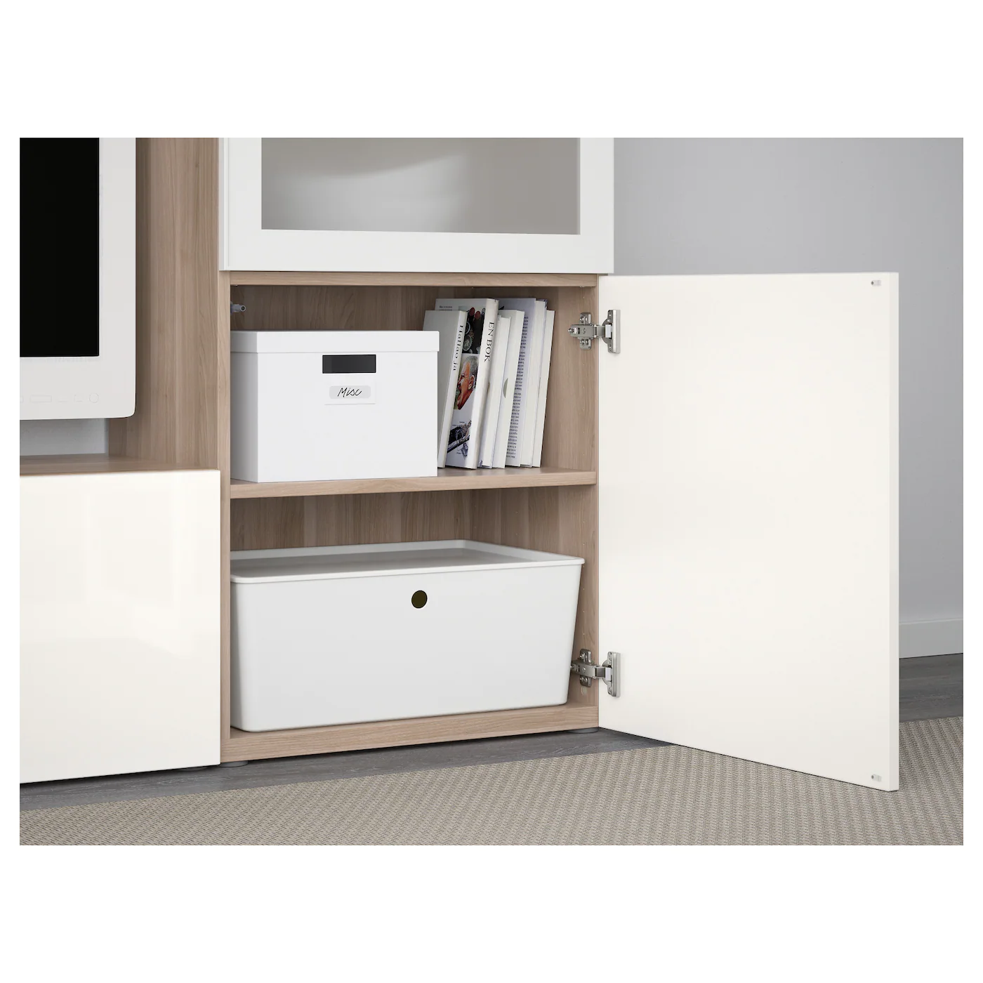 IKEA BESTÅ TV Storage Combination/glass Doors Walnut Effect Light Gray/Selsviken Highgloss/white Frosted Glass 94 1/2x16 1/2x50 3/4 " Blackbrown/hanviken Blackbrown Clear Glass 8 IKEA BESTÅ TV Storage Combination/glass Doors Walnut Effect Light Gray/Selsviken Highgloss/white Frosted Glass 94 1/2x16 1/2x50 3/4 " Blackbrown/hanviken Blackbrown Clear Glass - Image 6