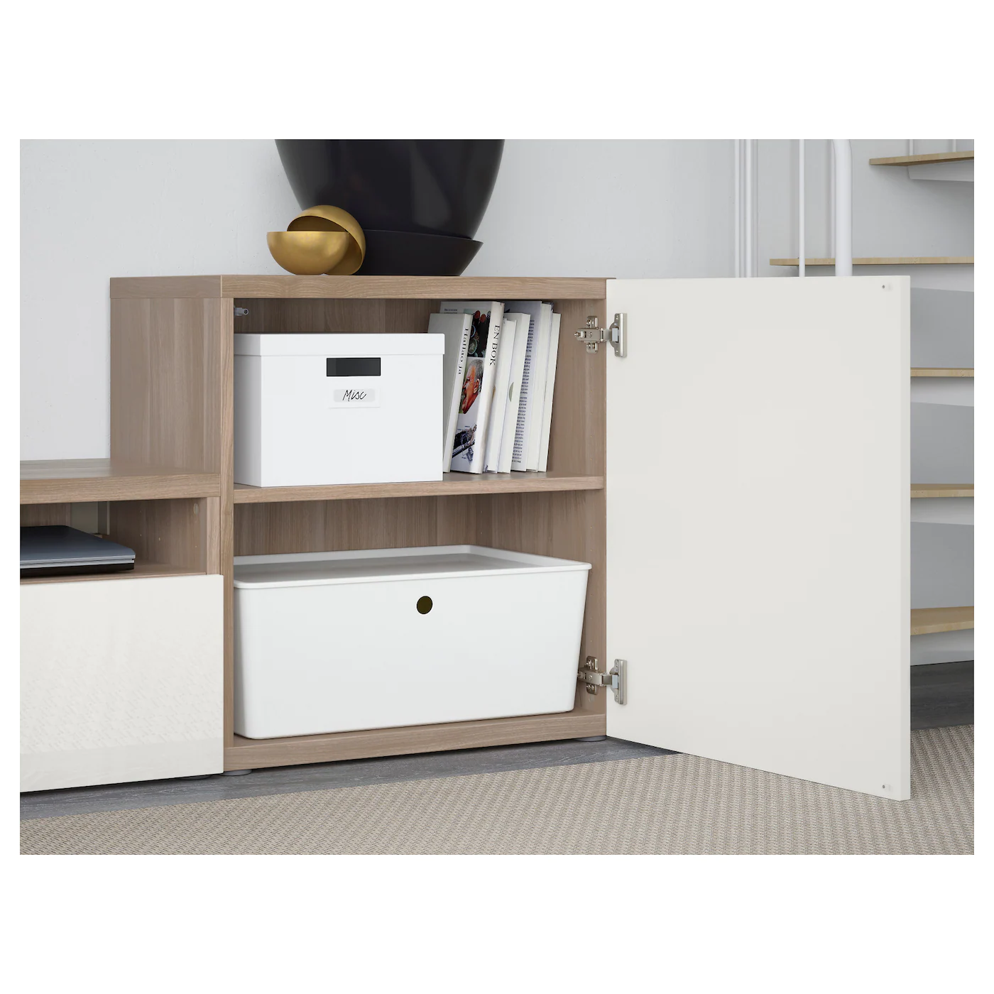 IKEA BESTÅ TV Storage Combination/glass Doors Walnut Effect Light Gray/Selsviken Highgloss/white Frosted Glass 118 1/8x16 1/2x83 1/8 " Blackbrown/hanviken Blackbrown Clear Glass 9 IKEA BESTÅ TV Storage Combination/glass Doors Walnut Effect Light Gray/Selsviken Highgloss/white Frosted Glass 118 1/8x16 1/2x83 1/8 " Blackbrown/hanviken Blackbrown Clear Glass - Image 7