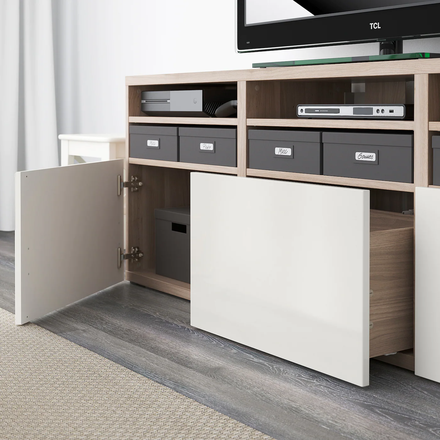 IKEA BESTÅ TV Storage Combination/glass Doors Walnut Effect Light Gray/Selsviken Highgloss/white Frosted Glass 70 7/8x16 1/2x75 5/8 " Blackbrown/hanviken Blackbrown Clear Glass 10 IKEA BESTÅ TV Storage Combination/glass Doors Walnut Effect Light Gray/Selsviken Highgloss/white Frosted Glass 70 7/8x16 1/2x75 5/8 " Blackbrown/hanviken Blackbrown Clear Glass - Image 8