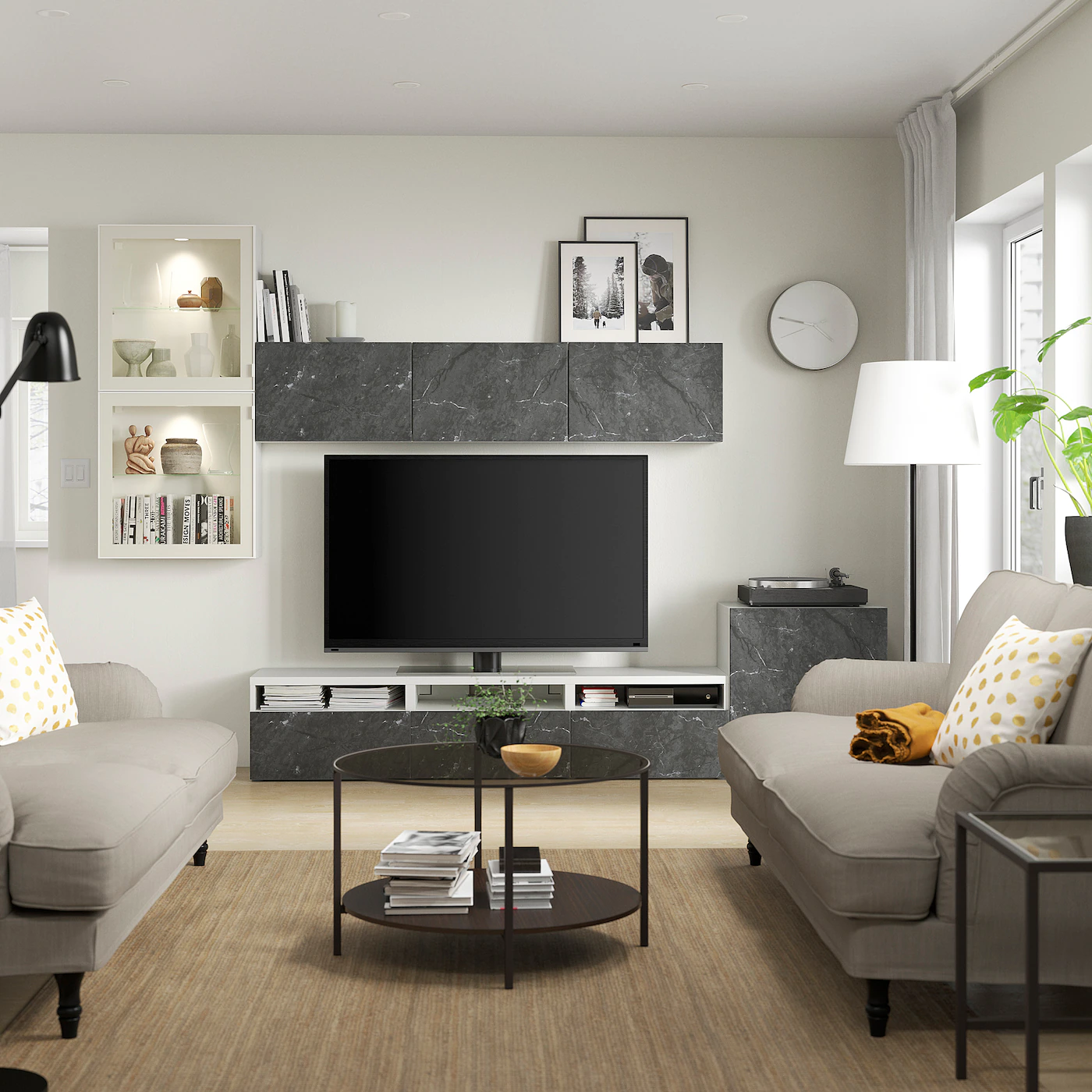 IKEA BESTÅ TV Storage Combination/glass Doors White Glassvik/Bergsviken Black 118 1/8x16 1/2x83 1/8 " Blackbrown/hanviken Blackbrown Clear Glass 5 IKEA BESTÅ TV Storage Combination/glass Doors White Glassvik/Bergsviken Black 118 1/8x16 1/2x83 1/8 " Blackbrown/hanviken Blackbrown Clear Glass - Image 3