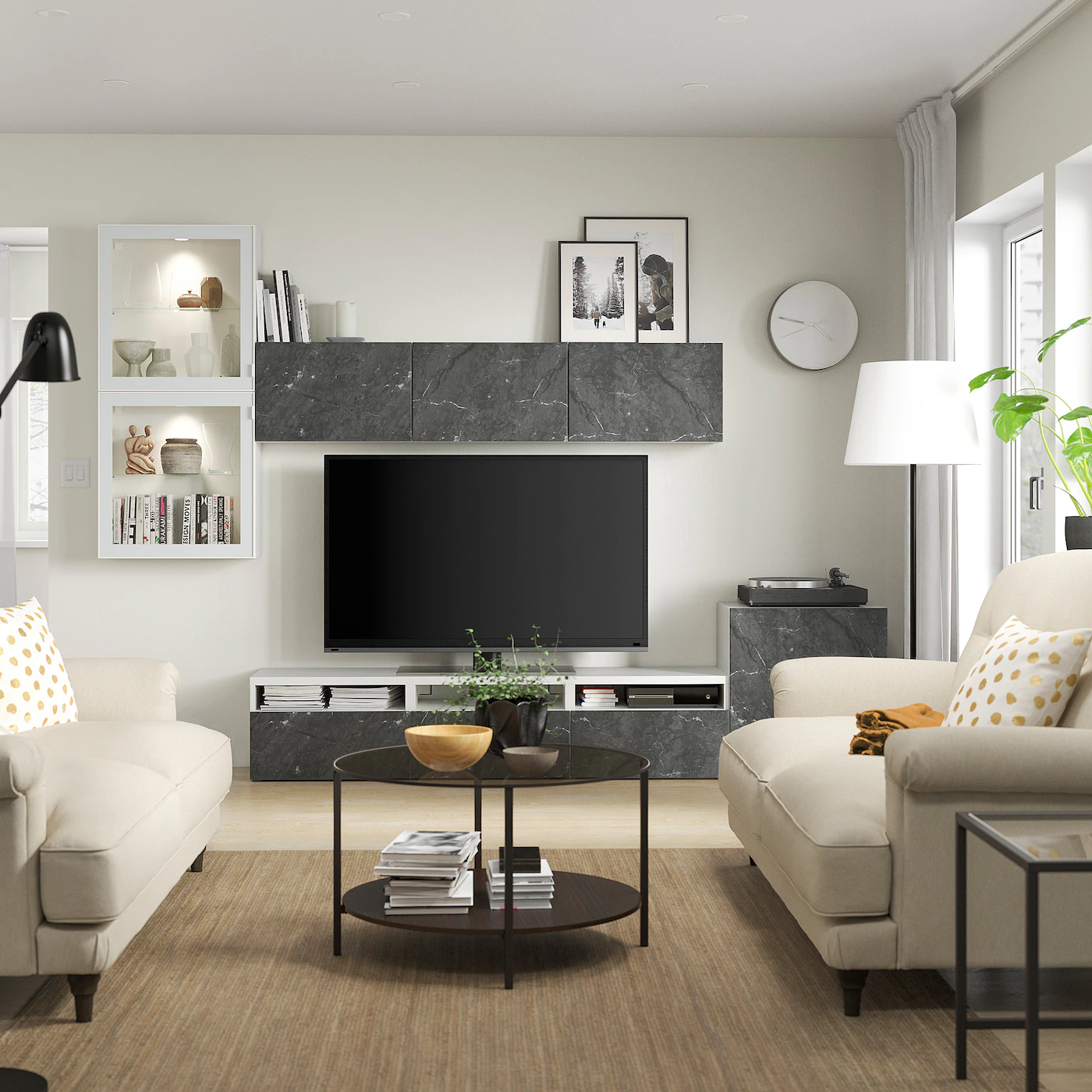 IKEA BESTÅ TV Storage Combination/glass Doors White Glassvik/Bergsviken Black 118 1/8x16 1/2x83 1/8 " Blackbrown/selsviken High Gloss/black Smoked Glass 11 IKEA BESTÅ TV Storage Combination/glass Doors White Glassvik/Bergsviken Black 118 1/8x16 1/2x83 1/8 " Blackbrown/selsviken High Gloss/black Smoked Glass - Image 9