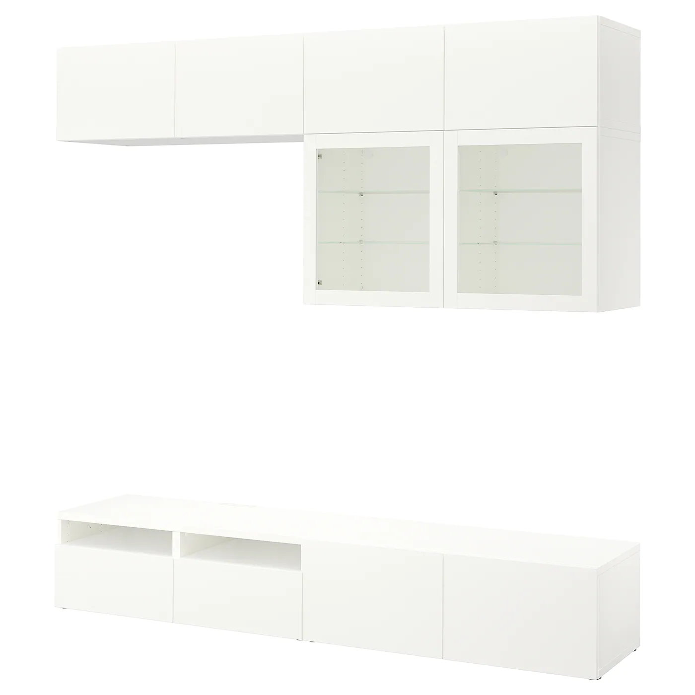 IKEA BESTÅ TV Storage Combination/glass Doors White/Lappviken White Clear Glass 94 1/2x16 1/2x91 " Blackbrown/lappviken Blackbrown Clear Glass