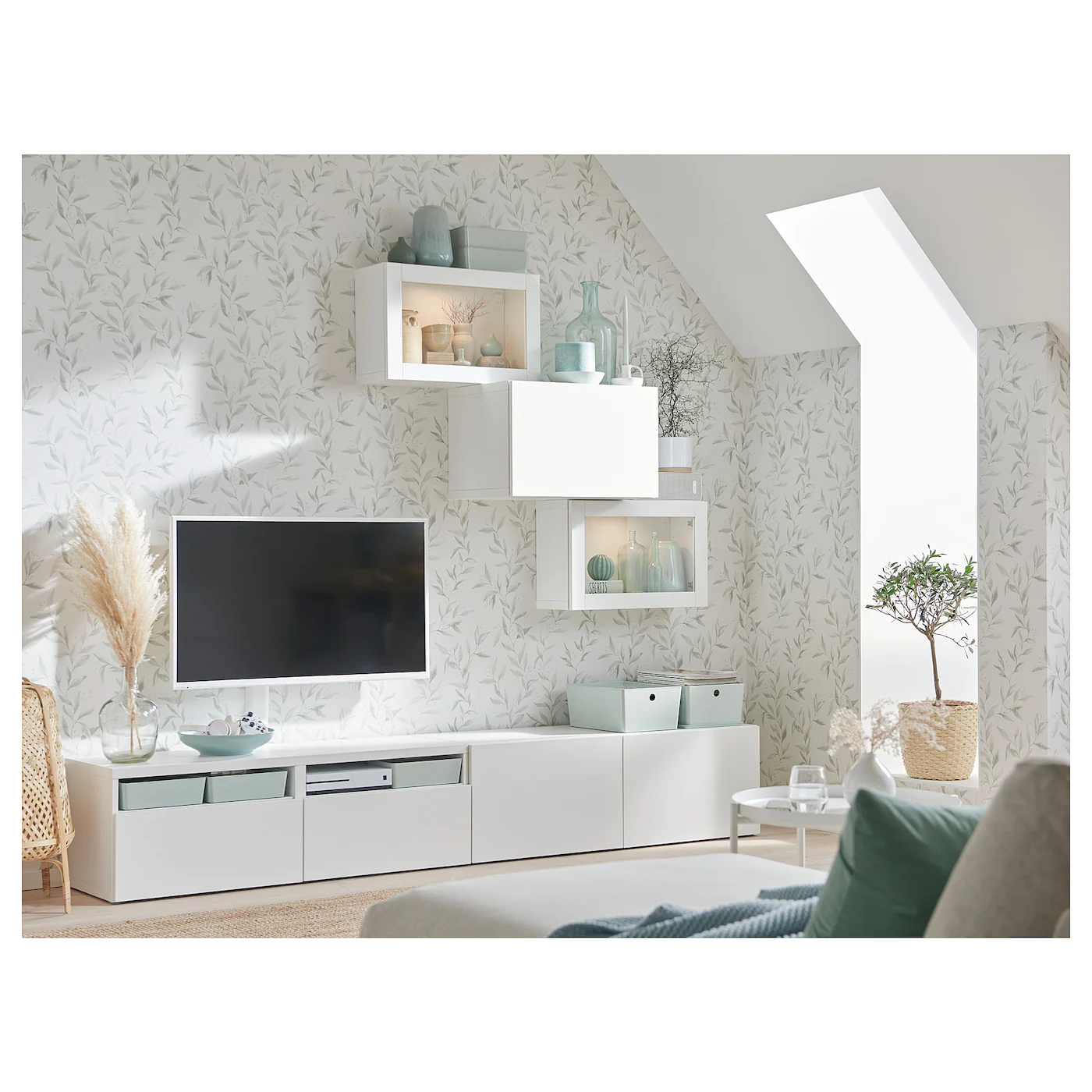 IKEA BESTÅ TV Storage Combination/glass Doors White/Lappviken White Clear Glass 94 1/2x16 1/2x74 3/4 " 10 IKEA BESTÅ TV Storage Combination/glass Doors White/Lappviken White Clear Glass 94 1/2x16 1/2x74 3/4 " - Image 8