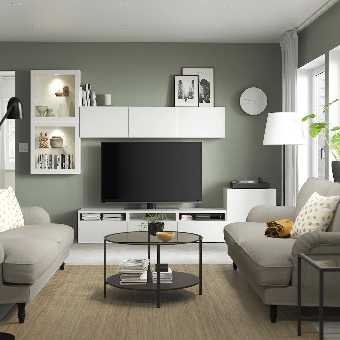 IKEA BESTÅ TV Storage Combination/glass Doors White/Lappviken White Clear Glass 118 1/8x16 1/2x83 1/8 " Blackbrown Lappviken/light Graybrown Clear Glass 5 IKEA BESTÅ TV Storage Combination/glass Doors White/Lappviken White Clear Glass 118 1/8x16 1/2x83 1/8 " Blackbrown Lappviken/light Graybrown Clear Glass - Image 3