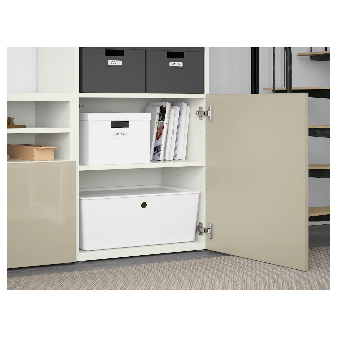 IKEA BESTÅ TV Storage Combination/glass Doors White/Selsviken High Gloss/beige Clear Glass 118 1/8x16 1/2x91 " Blackbrown/hanviken Blackbrown Clear Glass 8 IKEA BESTÅ TV Storage Combination/glass Doors White/Selsviken High Gloss/beige Clear Glass 118 1/8x16 1/2x91 " Blackbrown/hanviken Blackbrown Clear Glass - Image 6