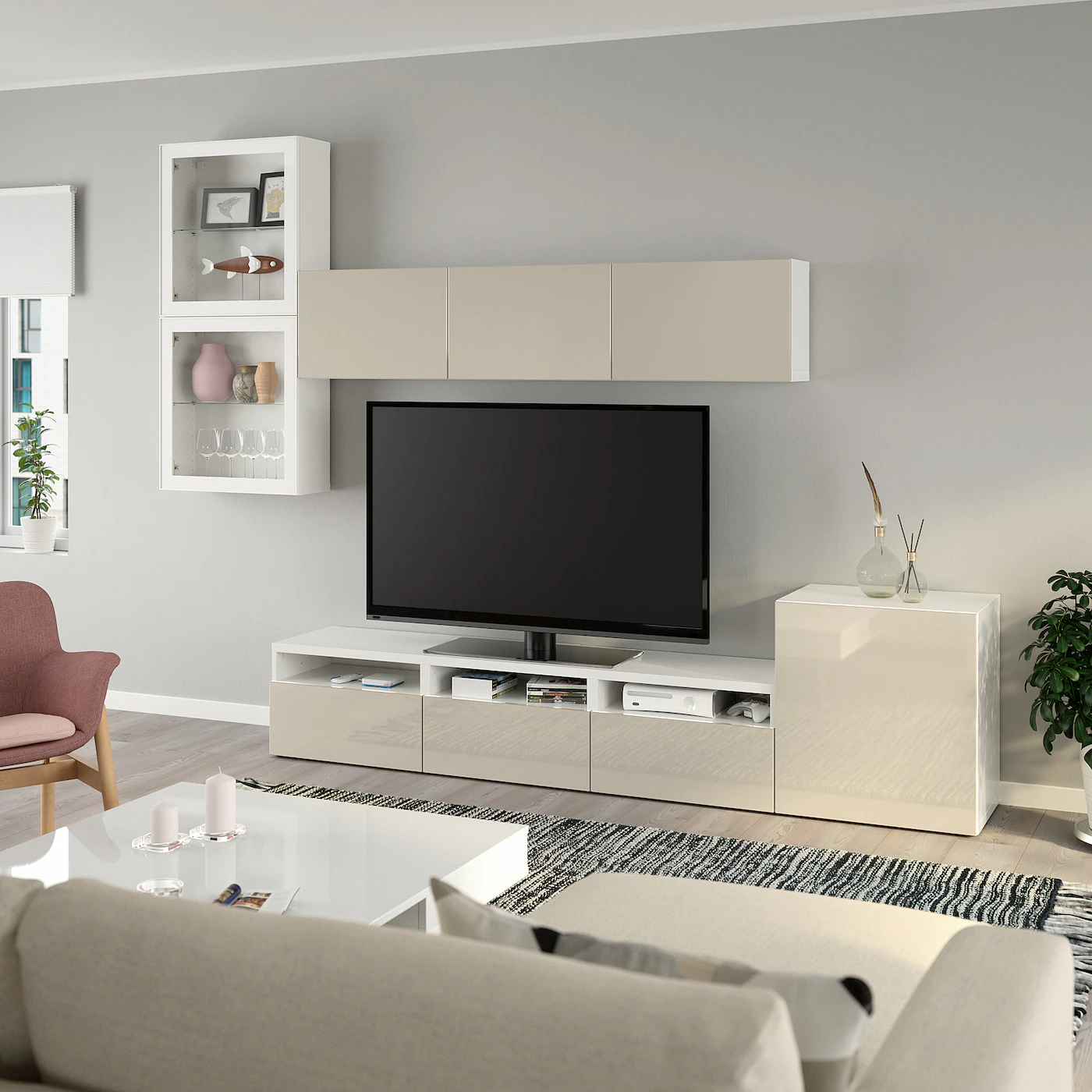 IKEA BESTÅ TV Storage Combination/glass Doors White/Selsviken High Gloss/beige Clear Glass 118 1/8x16 1/2x83 1/8 " Blackbrown/selsviken High Gloss/black Smoked Glass 7 IKEA BESTÅ TV Storage Combination/glass Doors White/Selsviken High Gloss/beige Clear Glass 118 1/8x16 1/2x83 1/8 " Blackbrown/selsviken High Gloss/black Smoked Glass - Image 5