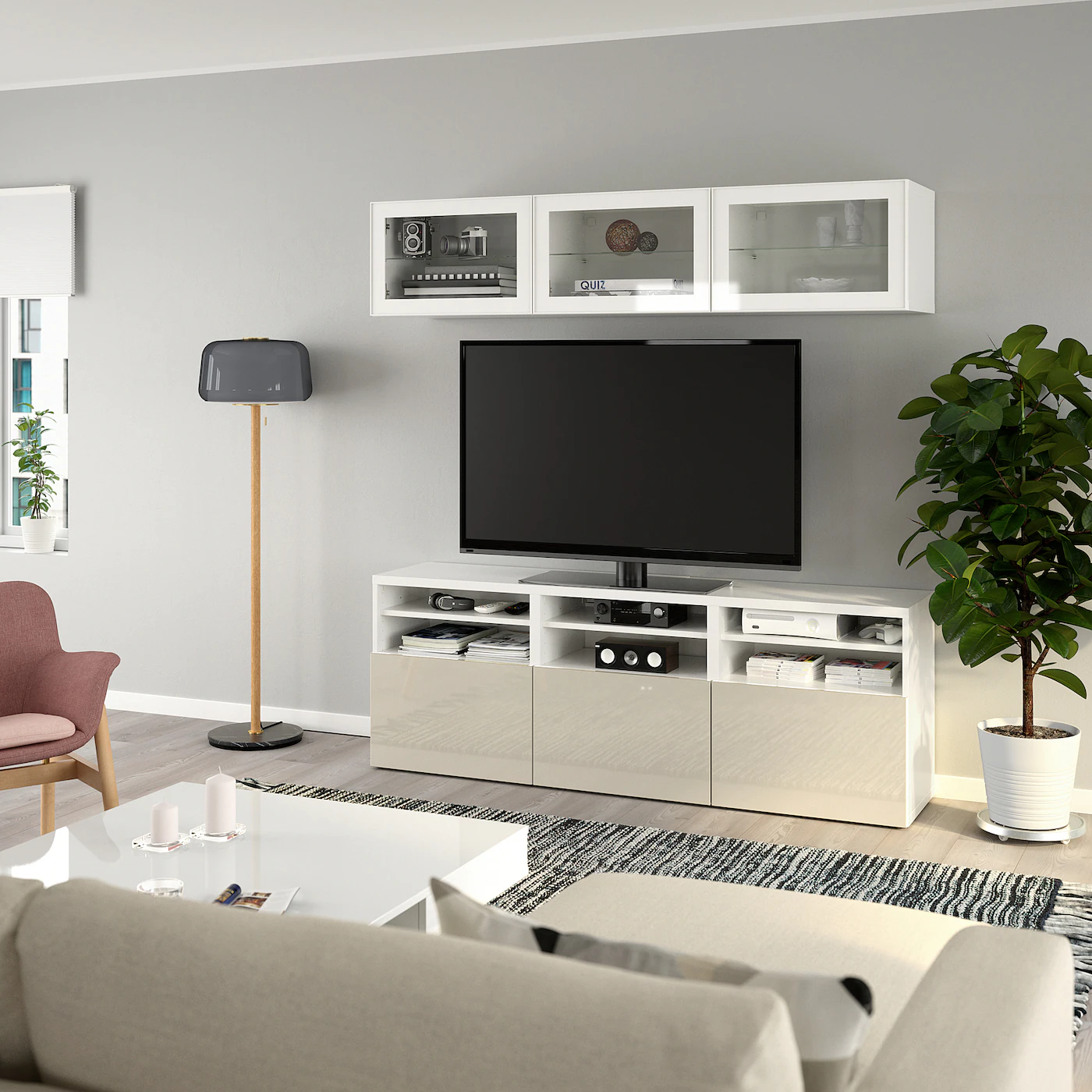 IKEA BESTÅ TV Storage Combination/glass Doors White/Selsviken High Gloss/beige Clear Glass 70 7/8x16 1/2x75 5/8 " Blackbrown/selsviken High Gloss/beige Smoked Glass 8 IKEA BESTÅ TV Storage Combination/glass Doors White/Selsviken High Gloss/beige Clear Glass 70 7/8x16 1/2x75 5/8 " Blackbrown/selsviken High Gloss/beige Smoked Glass - Image 6