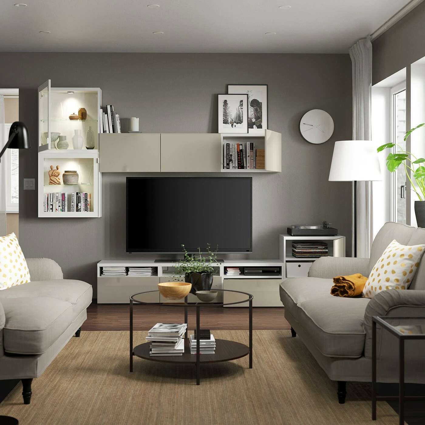 IKEA BESTÅ TV Storage Combination/glass Doors White/Selsviken High Gloss/beige Clear Glass 118 1/8x16 1/2x83 1/8 " Blackbrown/selsviken High Gloss/black Smoked Glass 4 IKEA BESTÅ TV Storage Combination/glass Doors White/Selsviken High Gloss/beige Clear Glass 118 1/8x16 1/2x83 1/8 " Blackbrown/selsviken High Gloss/black Smoked Glass - Image 2